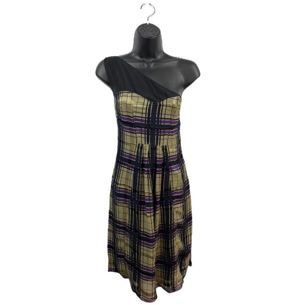 Costume National CNC Costume National Silk Tartan One Shoulder Dress 26/40 Size M / US 6-8 / IT 42-44 - 2 Thumbnail