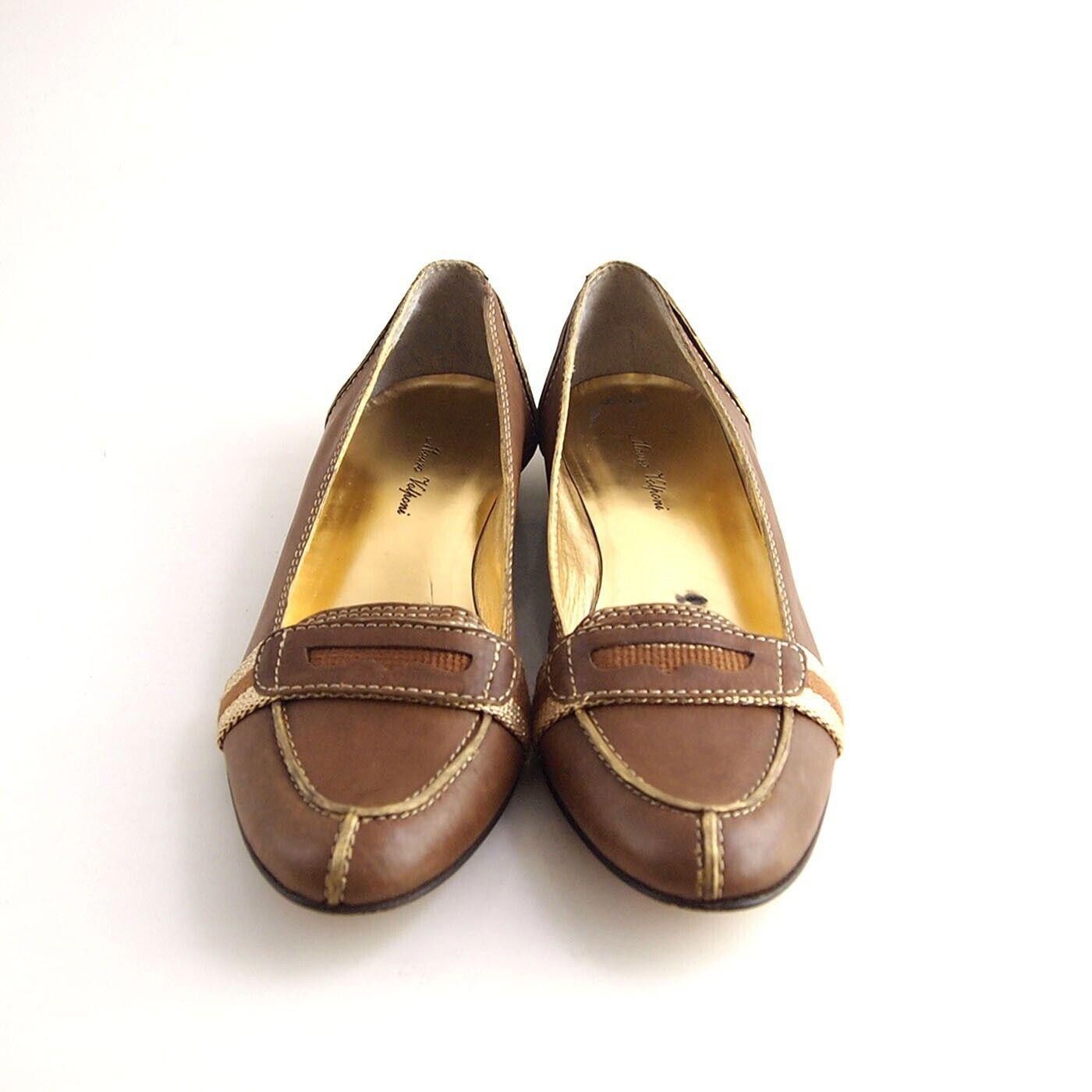 Designer Mauro Volponi Penny Loafers Brown Leather EU 37 US 7 Size US 7 / IT 37 - 1 Thumbnail