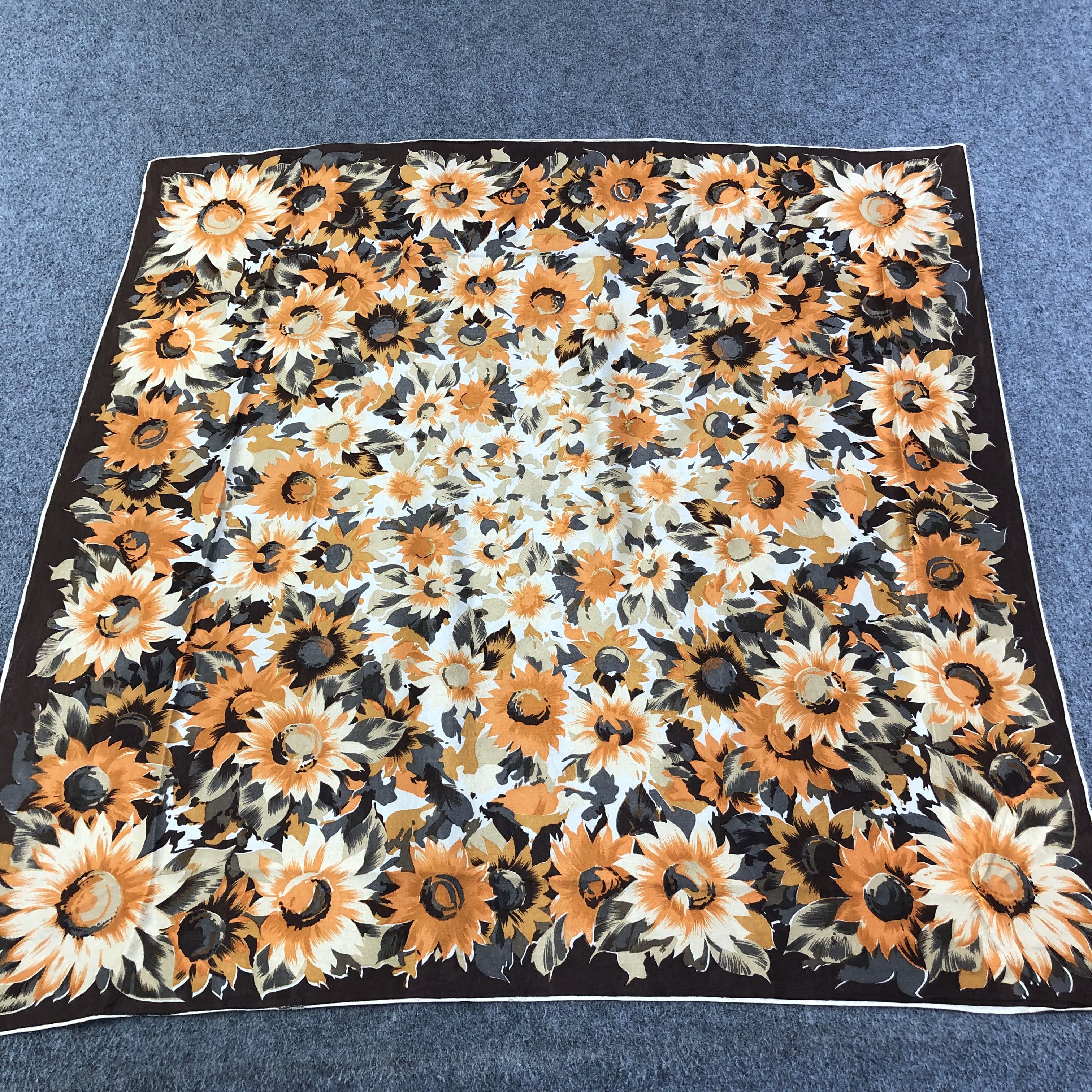 Vintage Vintage Floral Hand Rolled Silk Scarf M399 Size ONE SIZE - 1 Thumbnail