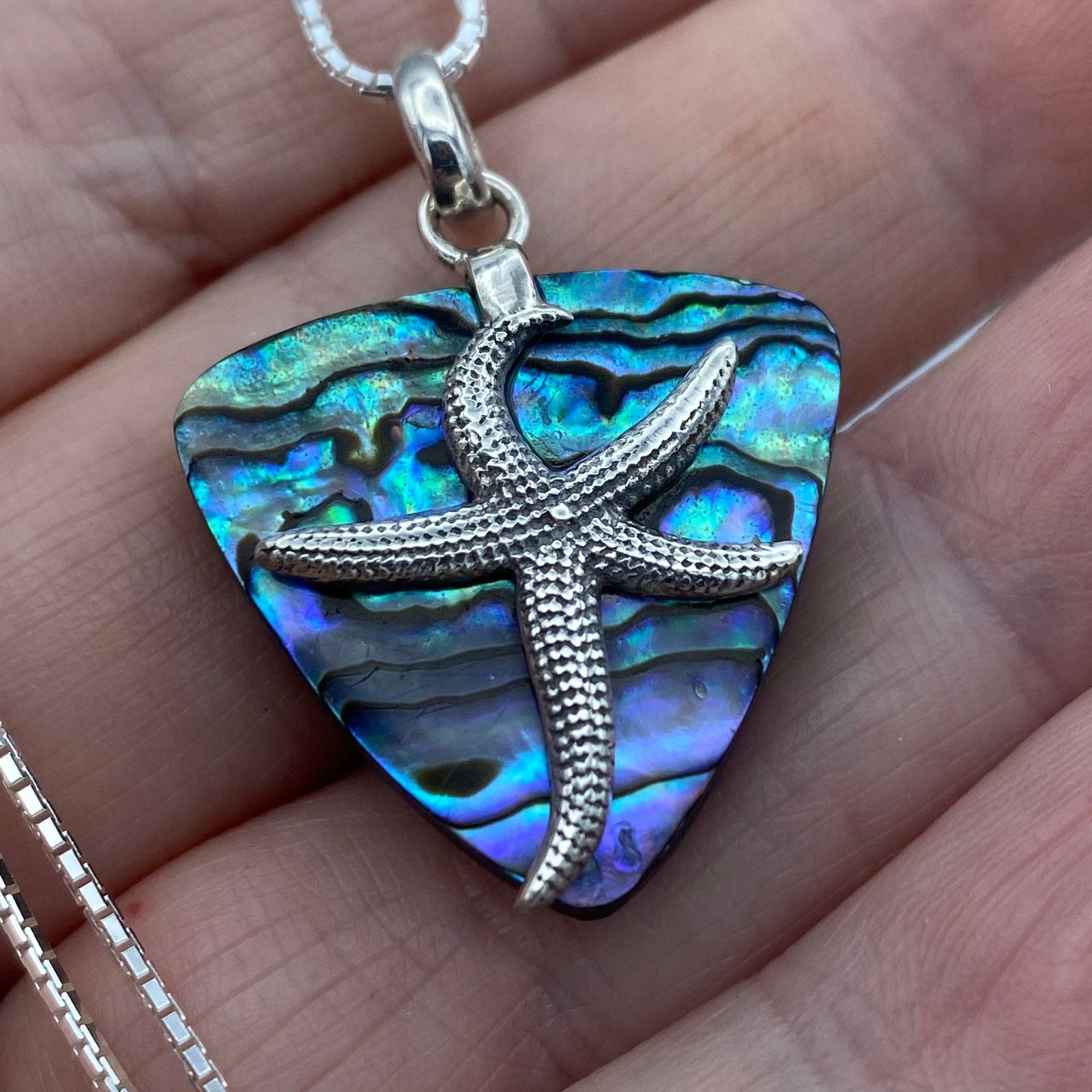 The Unbranded Brand Mermaids Dream Abalone Sterling Silver Star Fish Necklace Size ONE SIZE - 5 Thumbnail