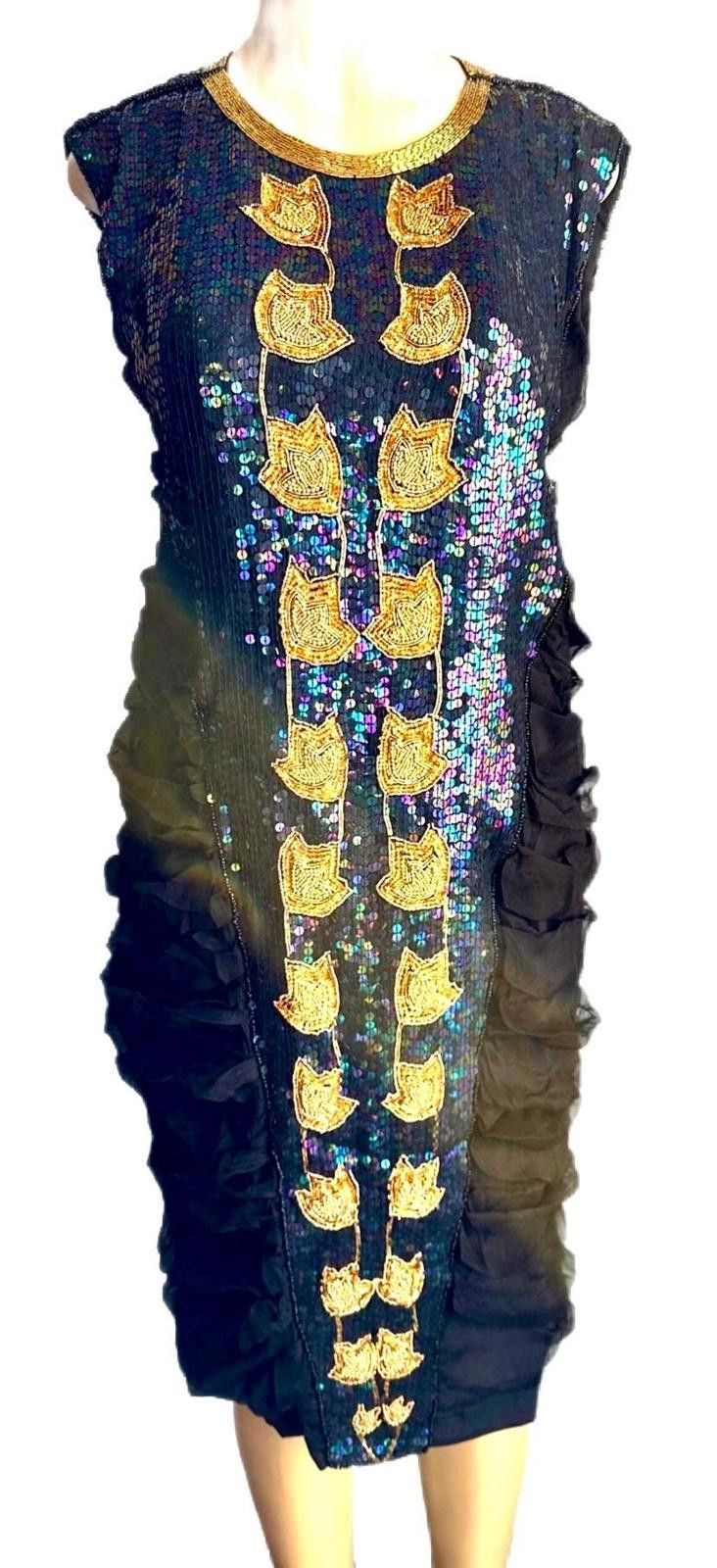 Other Sequin Black Gold Egyptian Style Cocktail Dress size 12 | Grailed