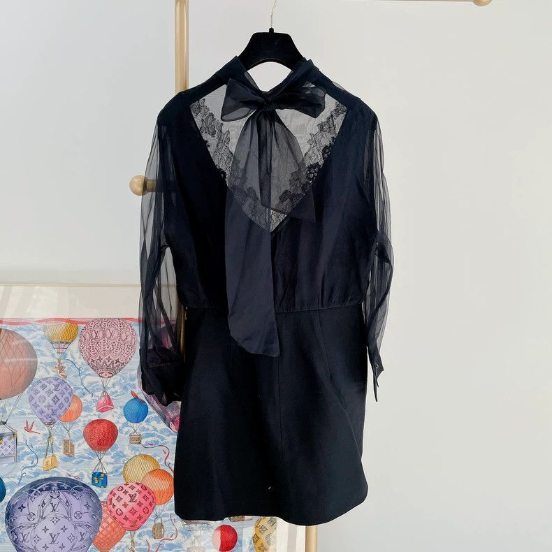 Valentino Valentino Black patchwork lace dress Size M / US 6-8 / IT 42-44 - 2 Thumbnail