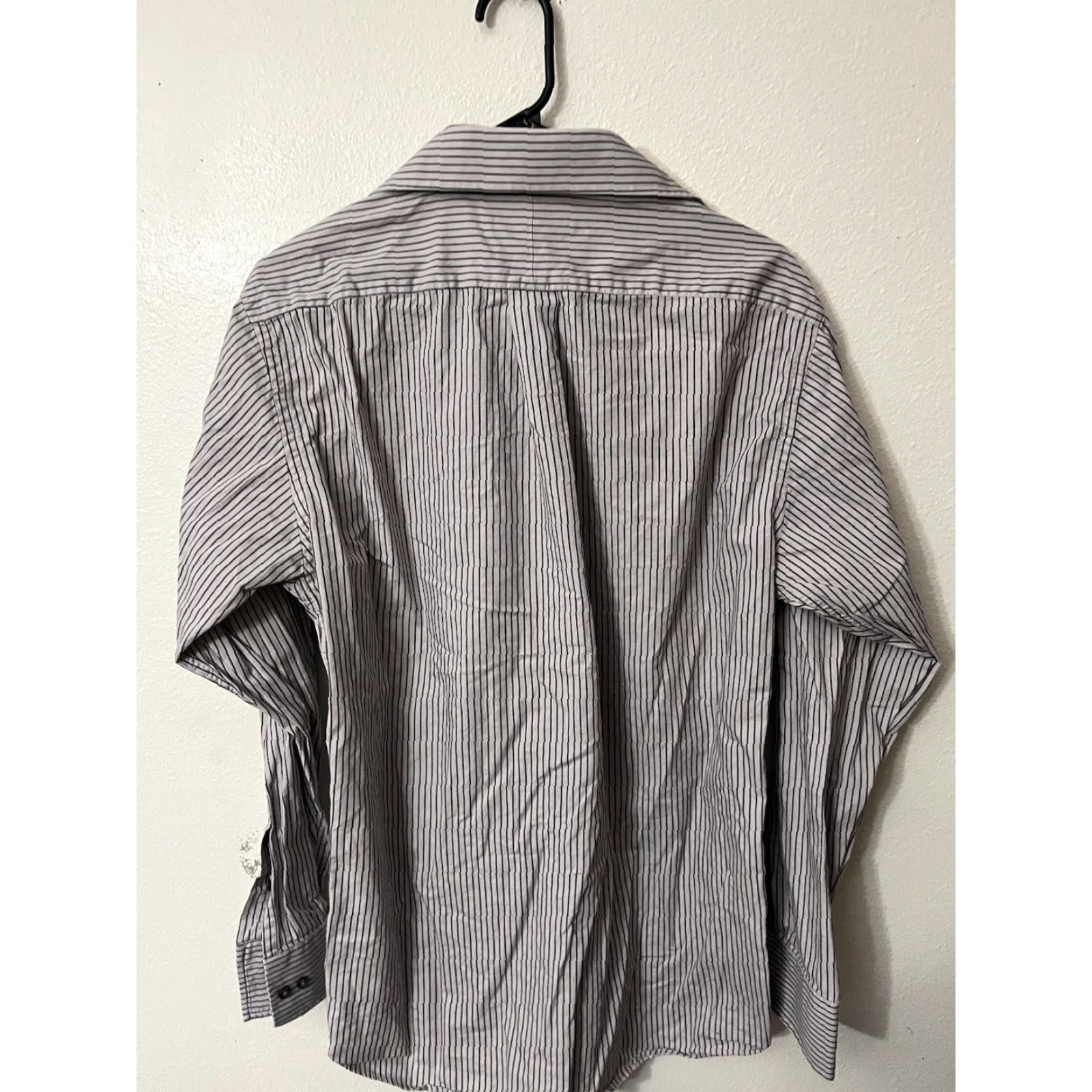 Michael Kors MICHAEL KORS Purple Striped Button-Up Dress Shirt M 100% Cotton Long Sleeve Mens Size 40R - 2 Thumbnail