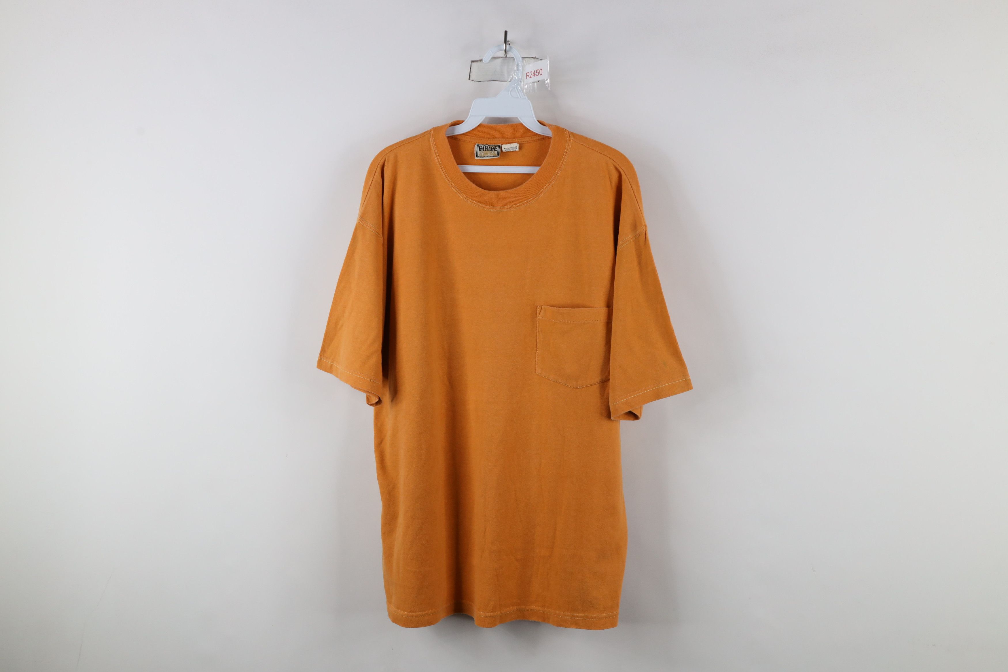 Vintage Vintage 90s Streetwear Blank Baggy Fit Pocket T-Shirt Orange Size US M / EU 48-50 / 2 - 1 Thumbnail