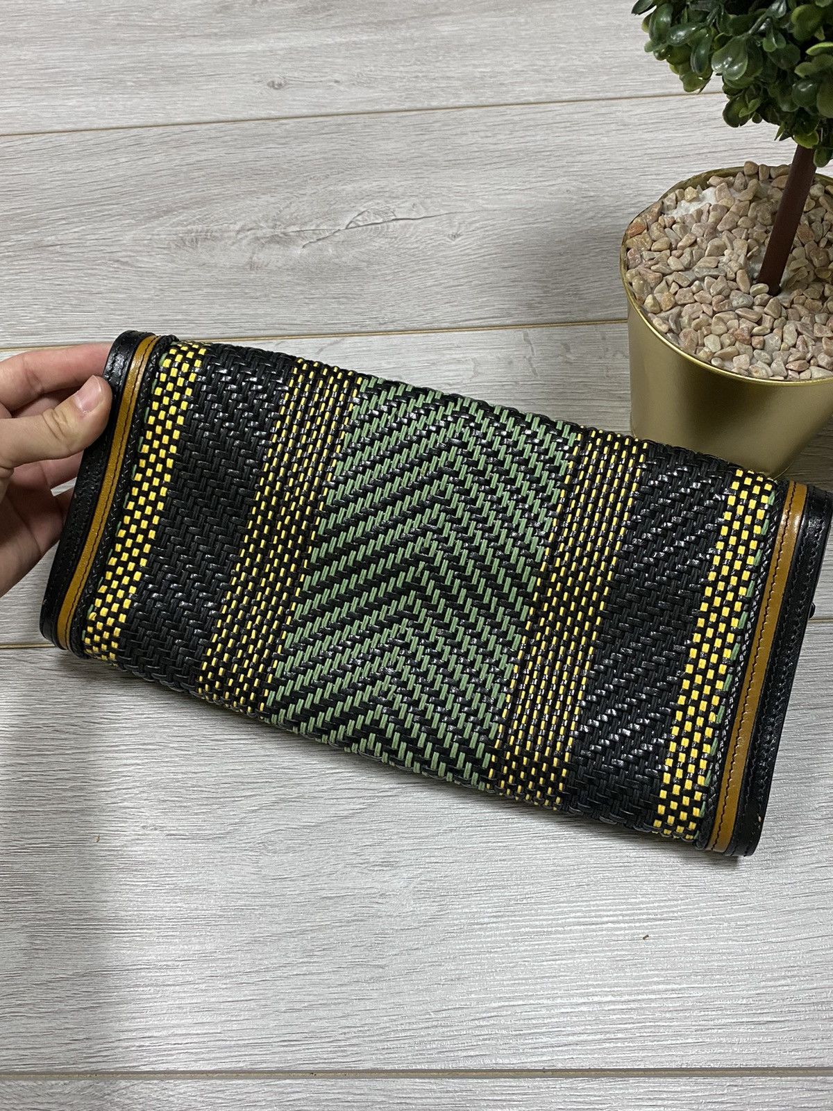 Burberry Prorsum Burberry buffalo leather woven raffia flap clutch Size ONE SIZE - 10 Thumbnail