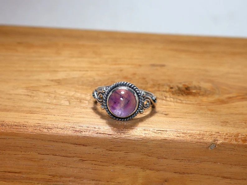 Handmade Amethyst Ring: Handmade Sterling Silver, February Birthstone Size ONE SIZE - 2 Thumbnail