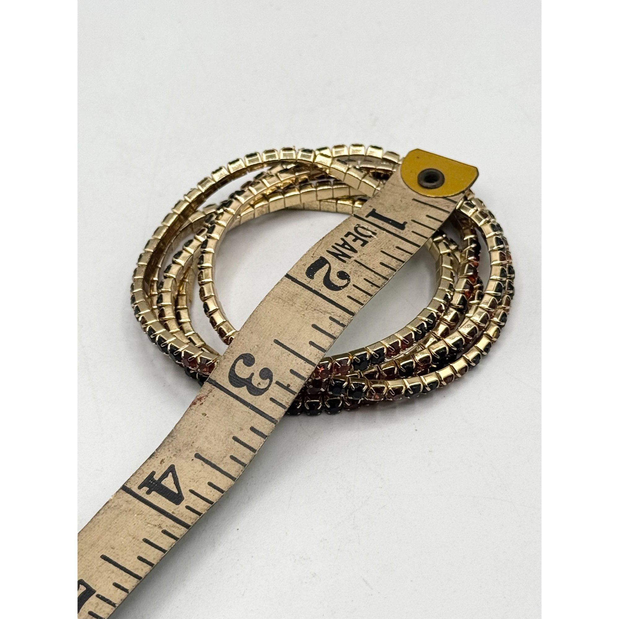 Vintage Vintage brown & black rhinestone stretch five strand bracele Size ONE SIZE - 4 Thumbnail
