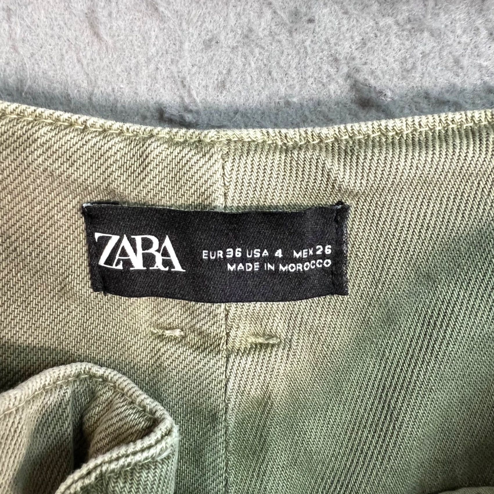 Zara Zara Women's High Waist Khaki Green Belted Paperbag Shorts Size S Size 28" / US 6 / IT 42 - 3 Thumbnail