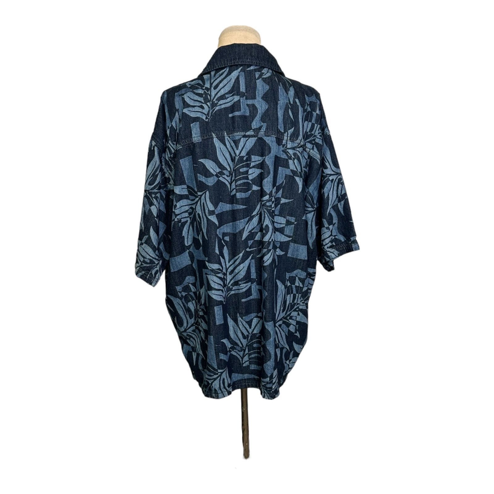 Topshop Topshop Blue Palm Laser Print Denim shirt size 10 Size L / US 10 / IT 46 - 6 Thumbnail