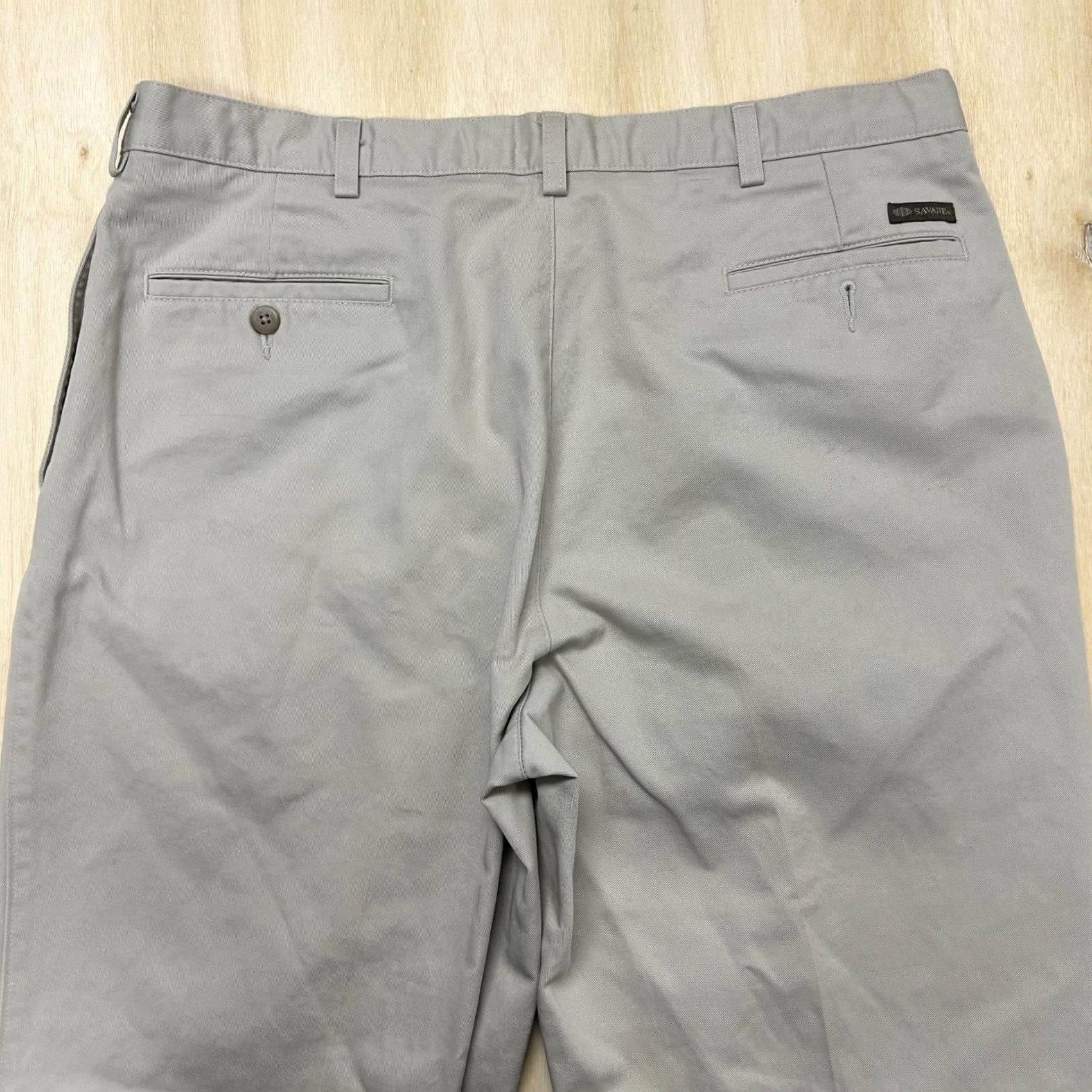 Savane Savane Pants Mens 38x29 Gray Chino Flat Front Straight Leg Cotton Casual Office Size US 38 / EU 54 - 5 Thumbnail