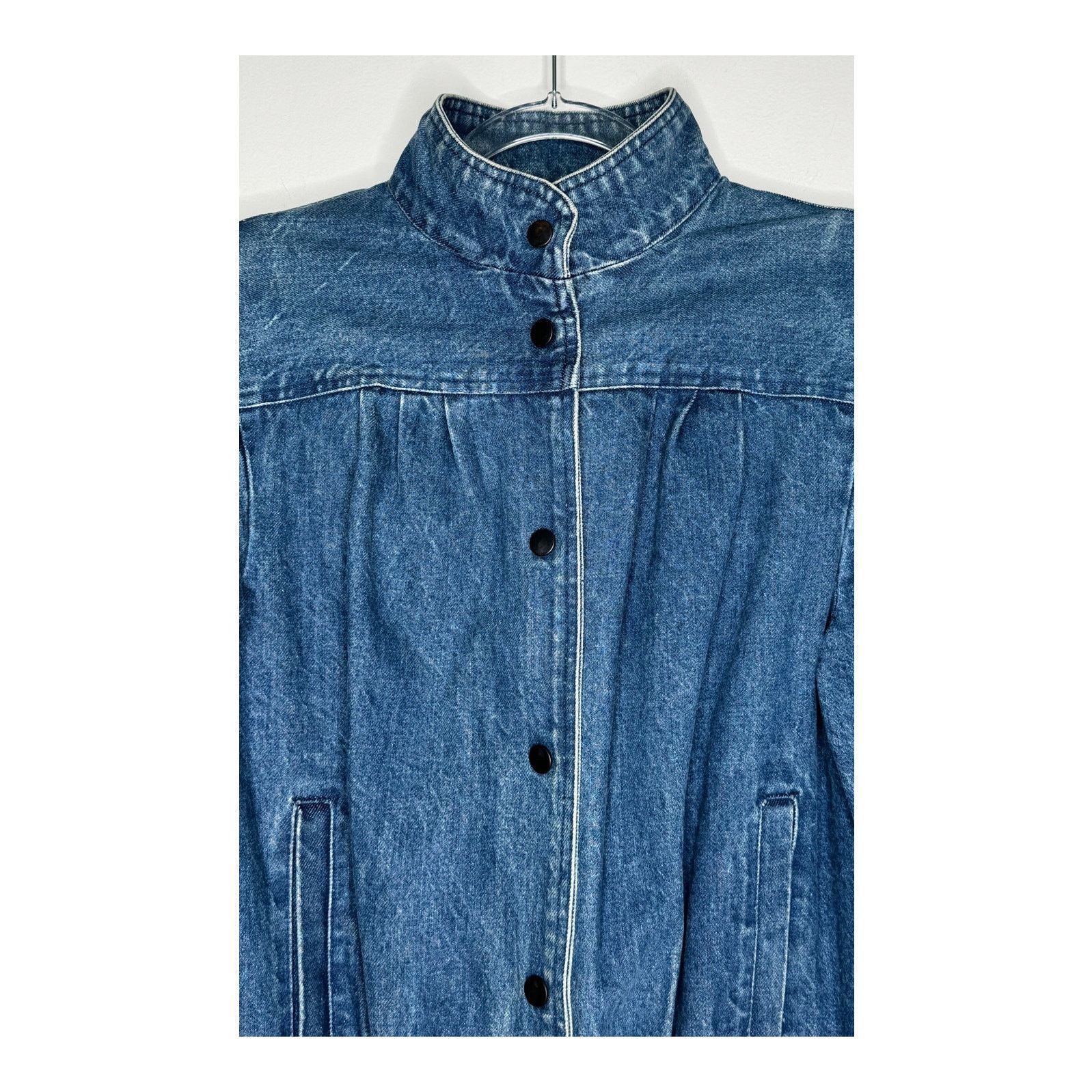 Vintage 1980s Vintage Denim Puff Sleeve Bomber Jacket Women’s Medium Size M / US 6-8 / IT 42-44 - 4 Thumbnail