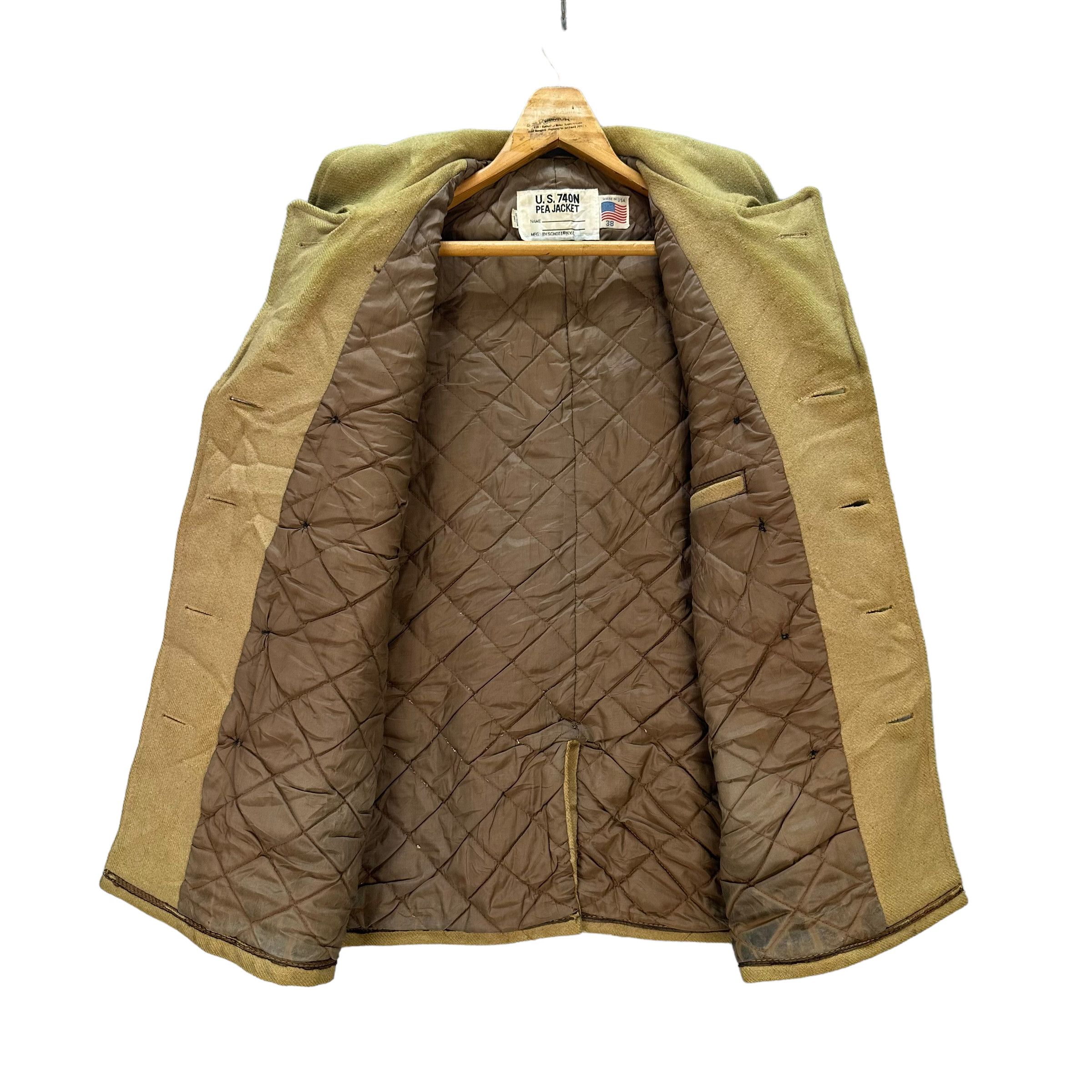SCHOTT U.S. 740N PEAJACKET ブラウン 38 US 740N PEA JACKET SCHOTT NYC WOOL COAT JACKET #8548-014