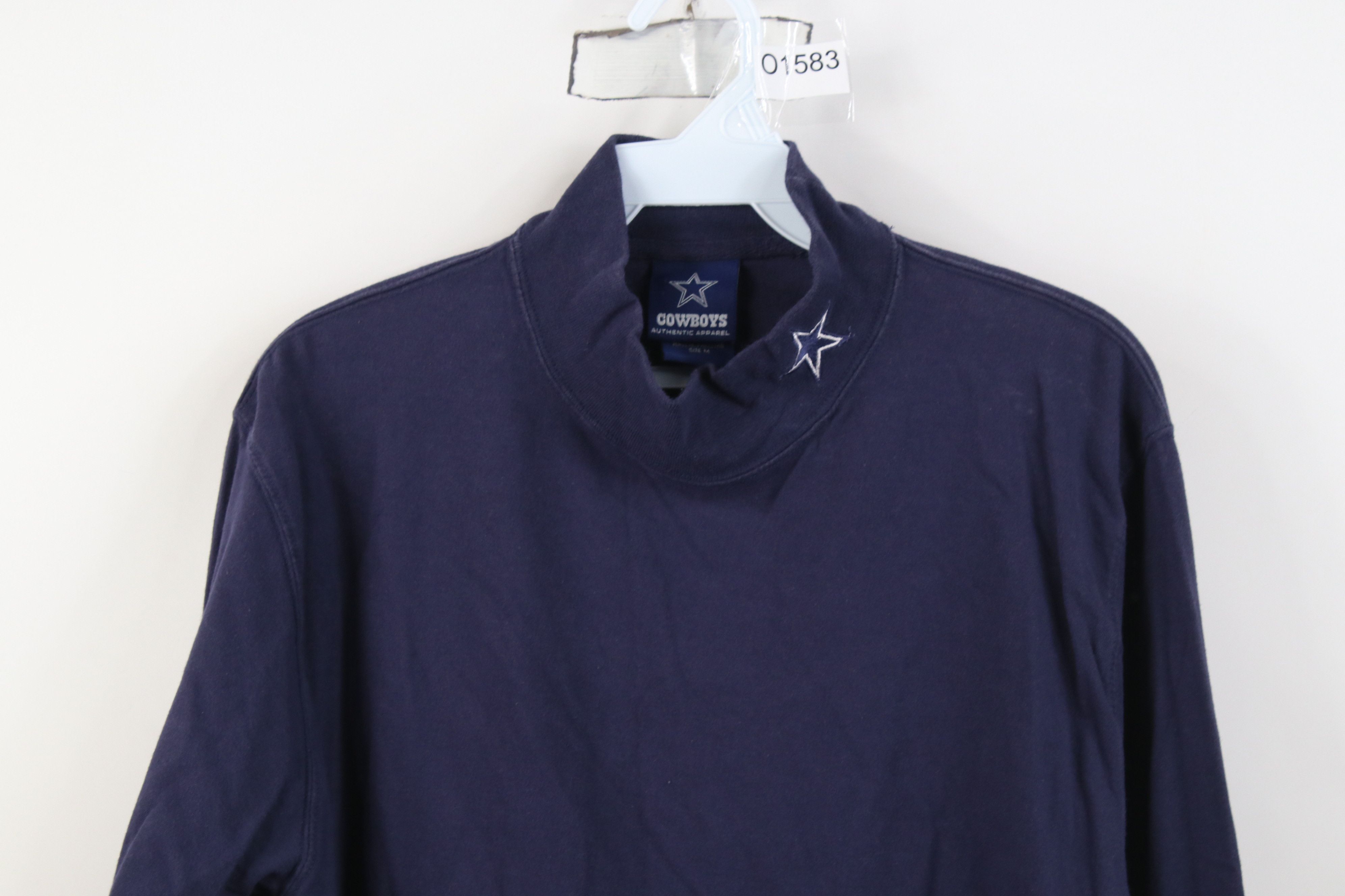 Vintage Vintage 90s Y2K Cowboys Football Mock Neck T-Shirt Blue Size US M / EU 48-50 / 2 - 2 Thumbnail