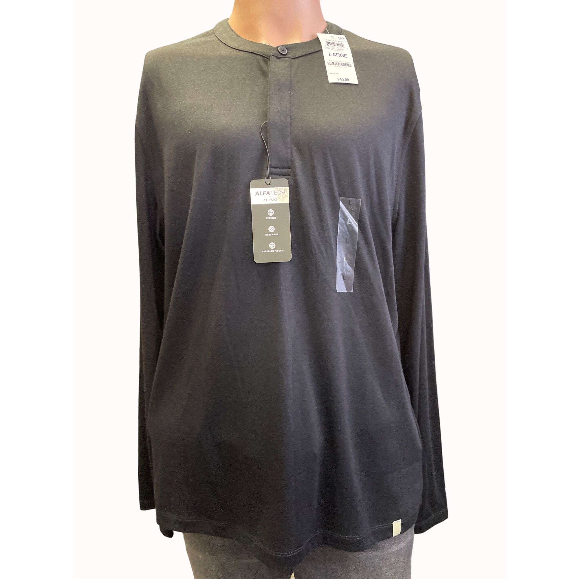 Alfani Alfani Mens Black Stretch Basic Long Sleeve Knit Shirt Size Size US L / EU 52-54 / 3 - 1 Thumbnail