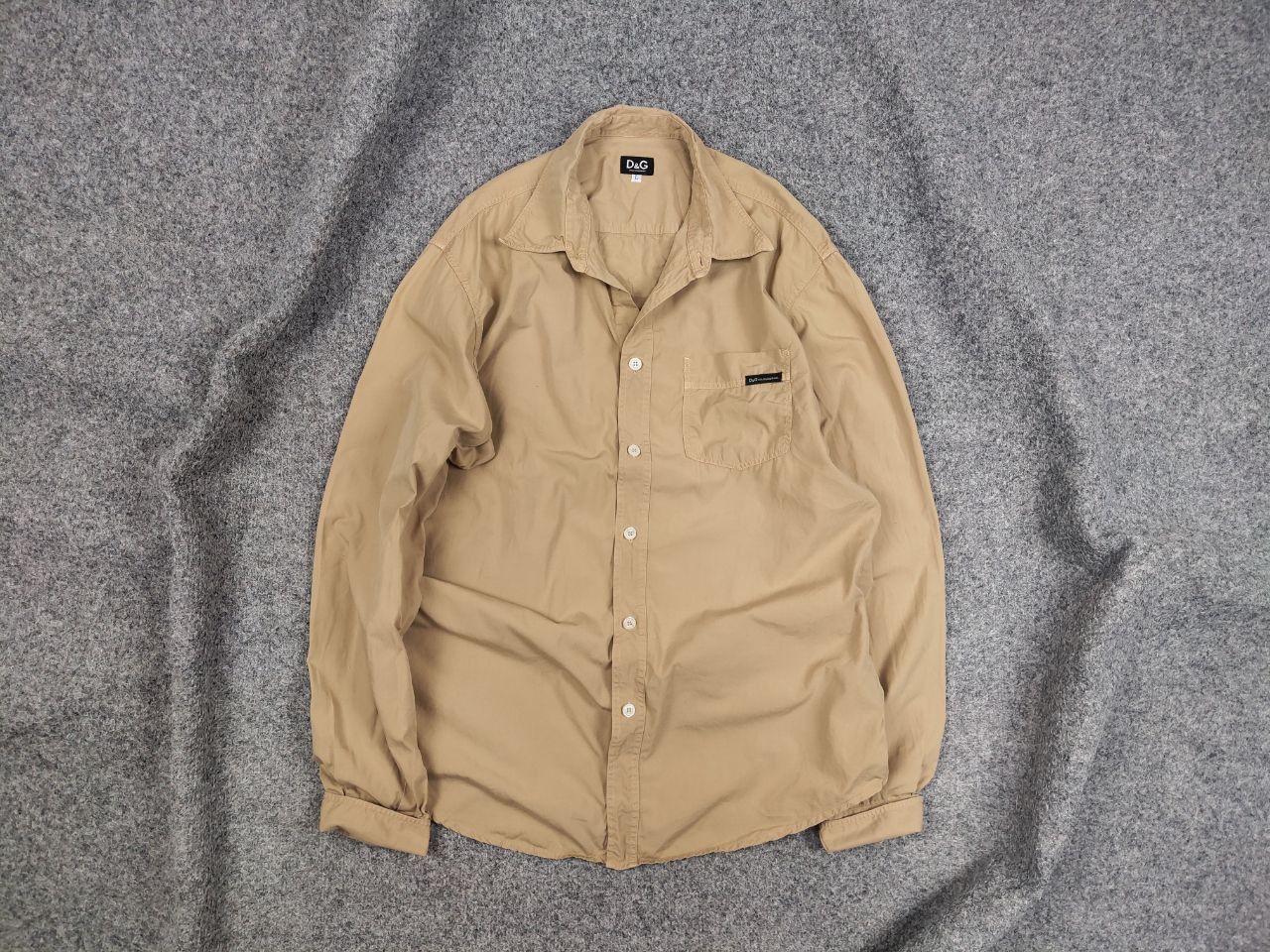 Dolce & Gabbana Vintage Dolce & Gabbana Logo Beige Cotton Button Shirt Size US L / EU 52-54 / 3 - 1 Thumbnail