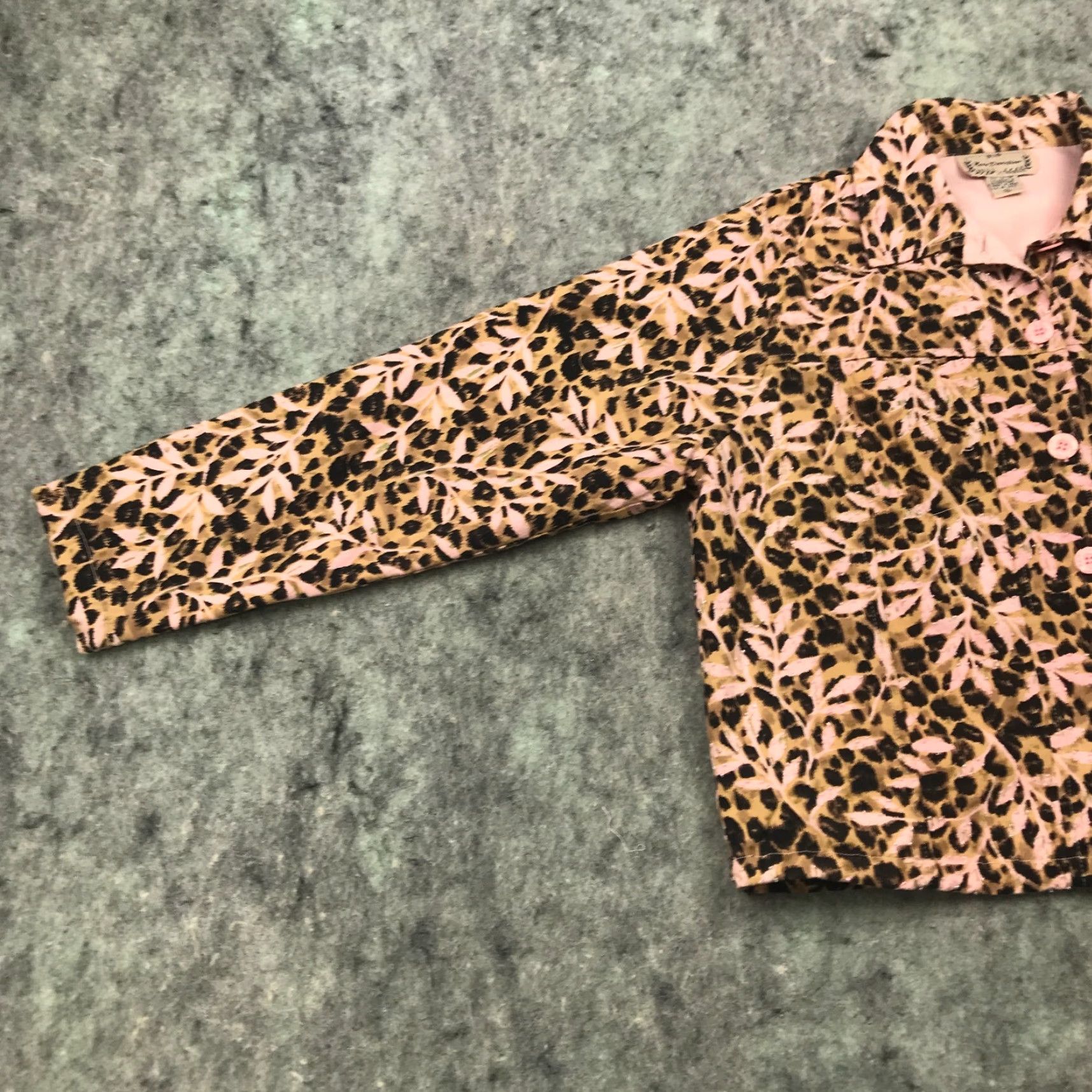 Vintage New Directions Blazer Shirt Womens XL Pink Leopard Twill Beaded Button Down Size XL / US 12-14 / IT 48-50 - 6 Thumbnail