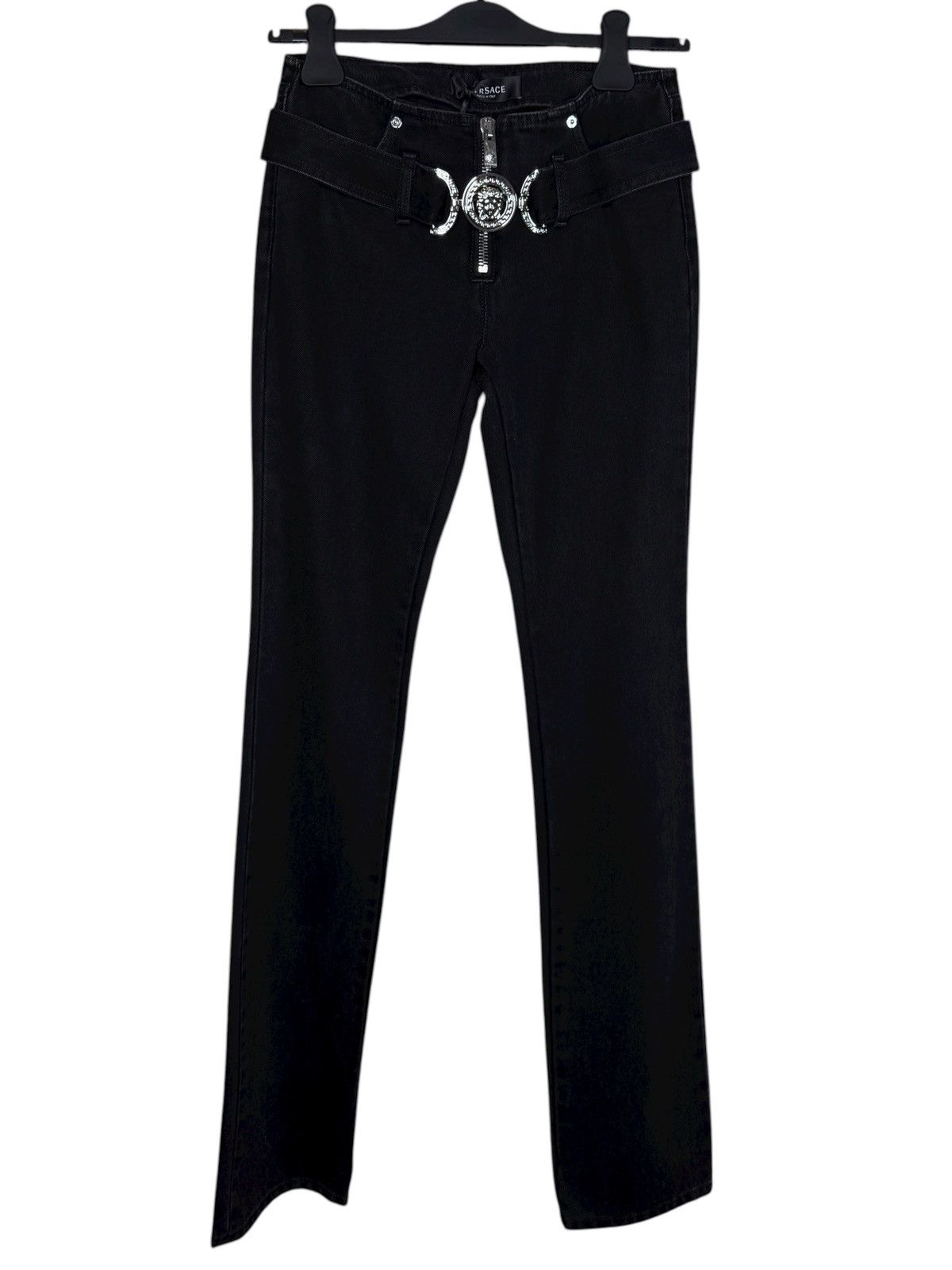 Versace Versace black jeans with Medusa belt – Size 24 Size 24" / US 00 / IT 34 - 2 Thumbnail