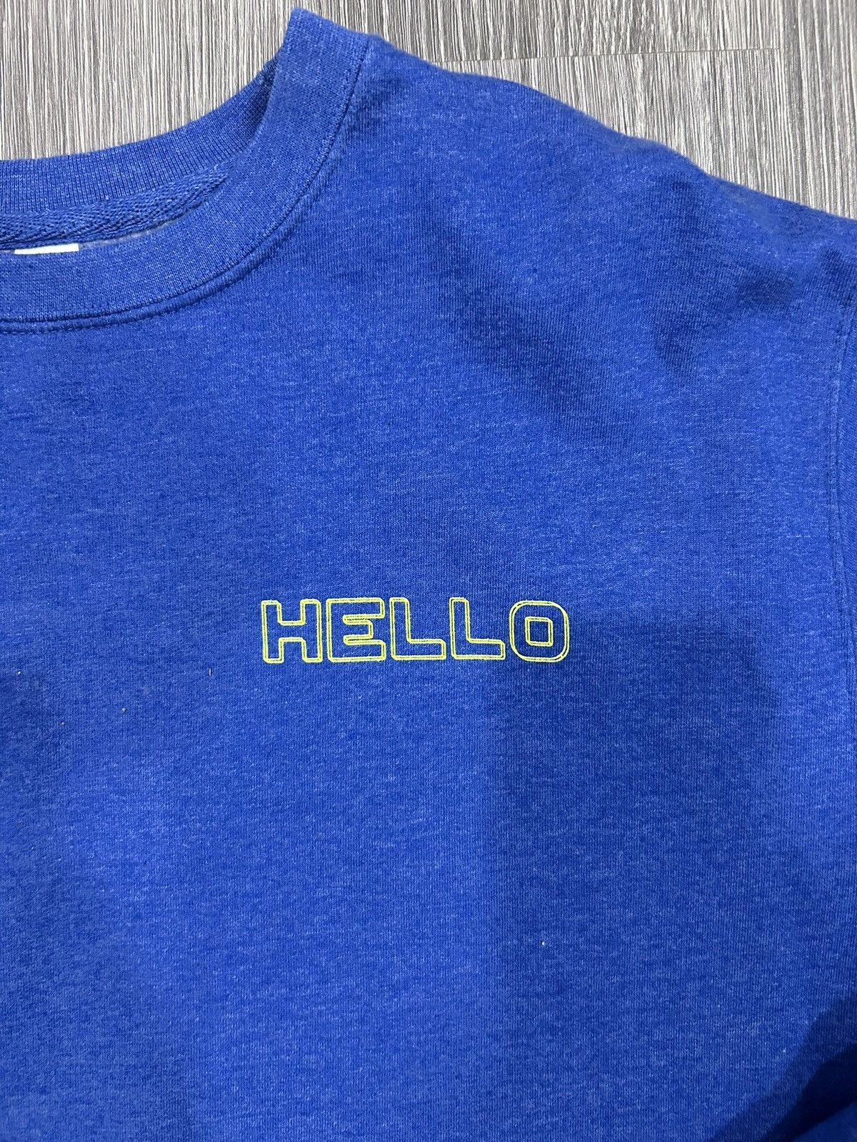 Independent Trading Co. Blue crewneck sweatshirt with "Hello" design Size US L / EU 52-54 / 3 - 2 Thumbnail