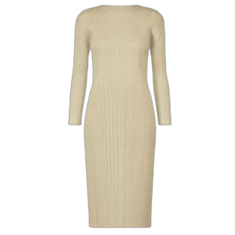 Issey Miyake Long Sleeve Beige Dress