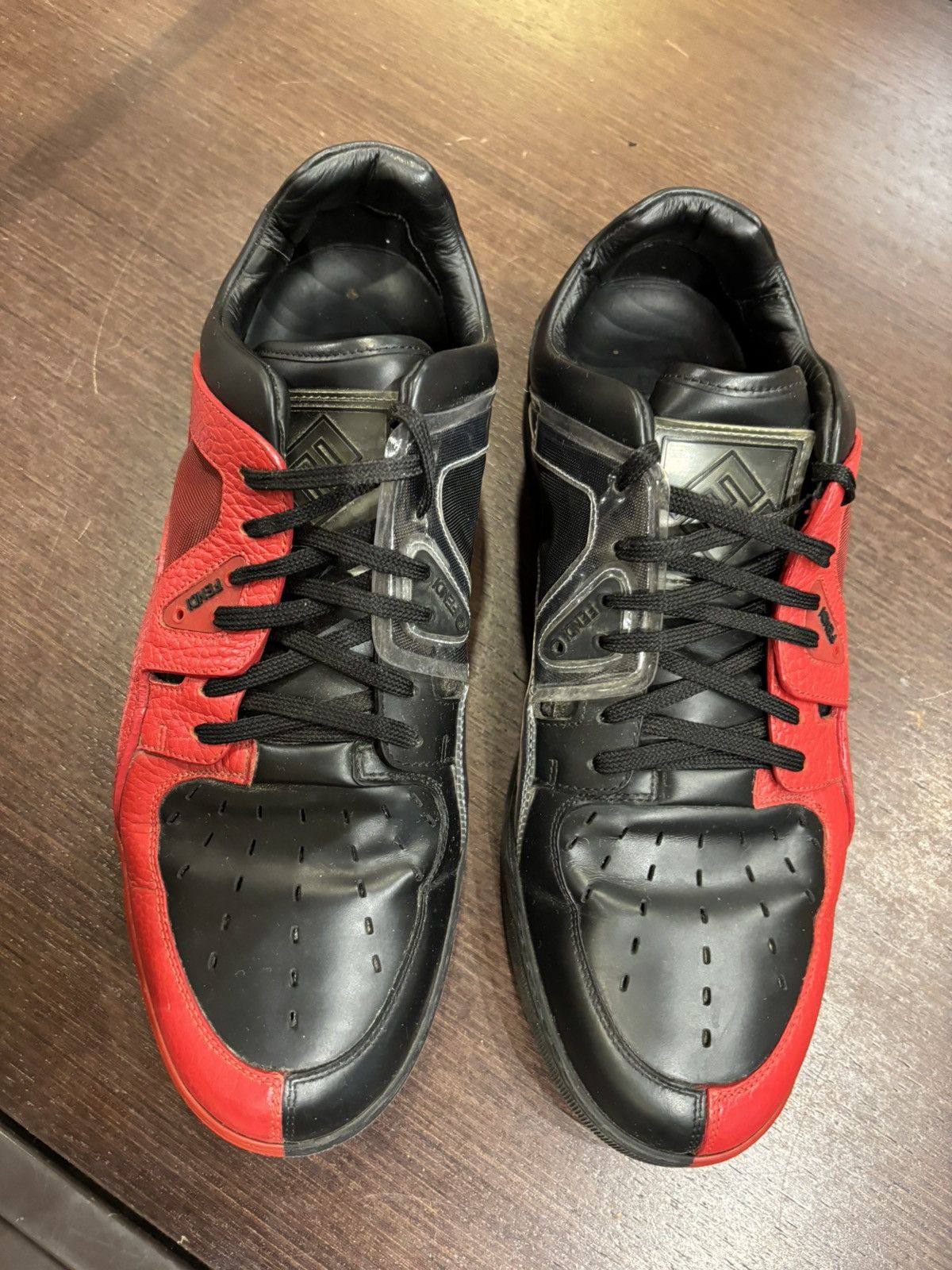 Fendi Fendi Perforated Leather Sneaker Black Red Size US 10 / EU 43 - 4 Thumbnail