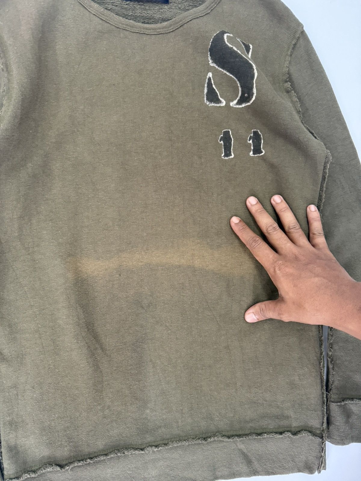 Japanese Brand ⚡️FITH WORKS Olive Raw Edge Sweat Japanese American Military Size US XS / EU 42 / 0 - 4 Thumbnail