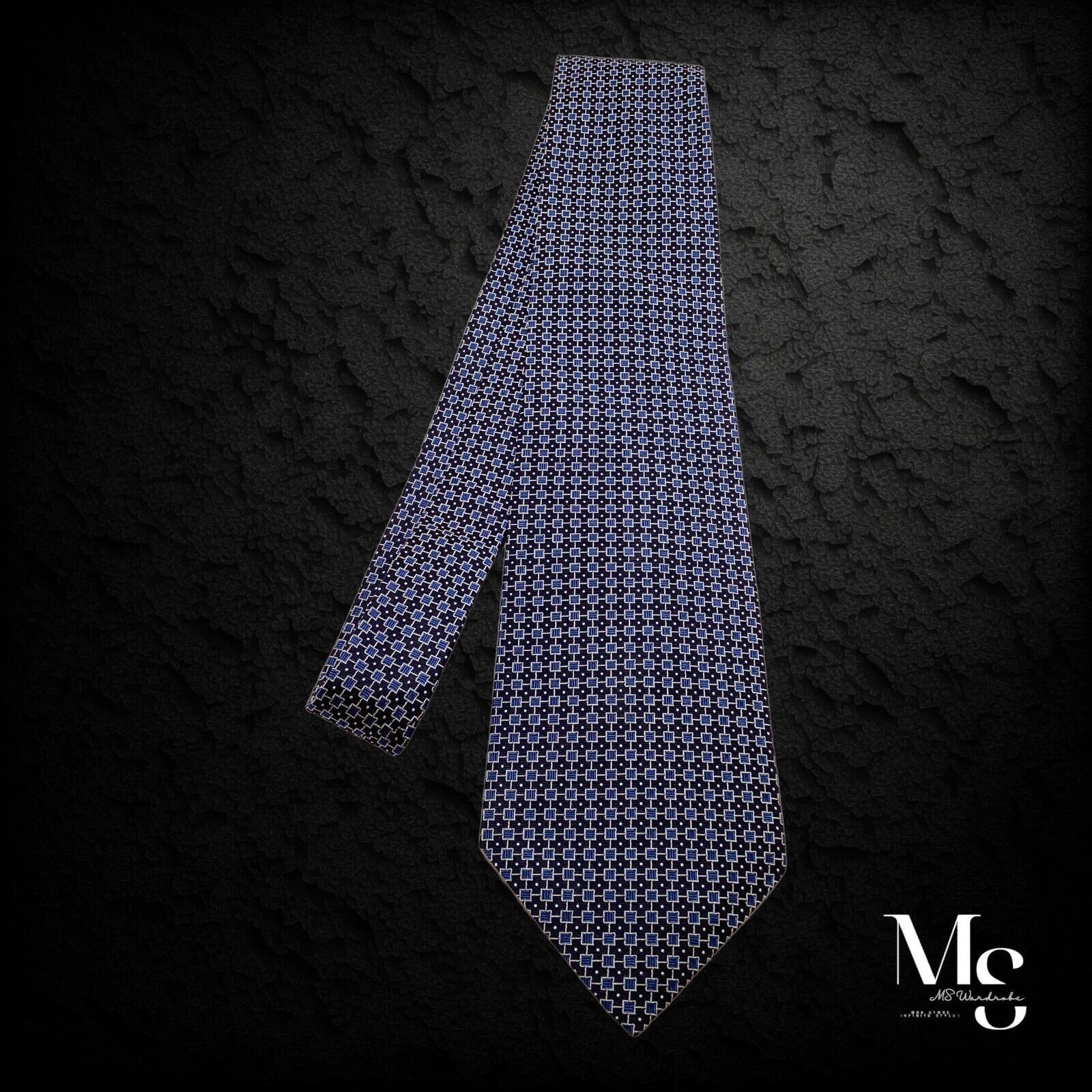Lauren Ralph Lauren LAUREN RALPH LAUREN Blue Geometric Luxury Silk Tie Made In U Size ONE SIZE - 6 Thumbnail