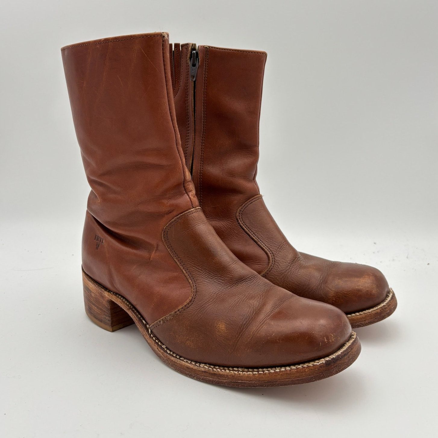 Vintage 80s Frye Campus Square Toe Short Boots 5555