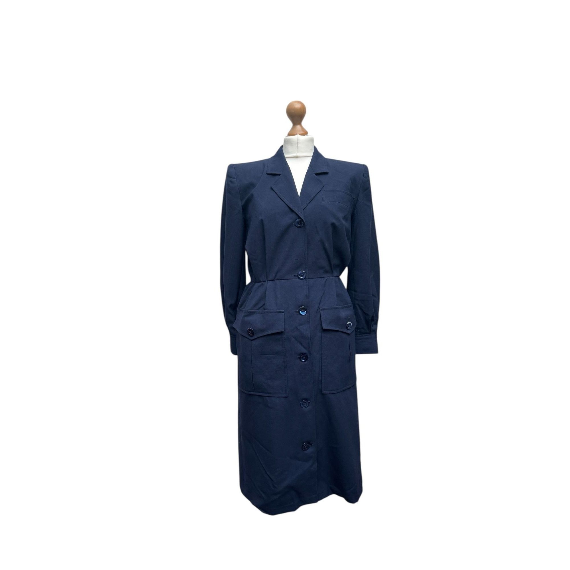 Yves Saint Laurent Navy Wool Safari-Inspired Dress Size M / US 6-8 / IT 42-44 - 1 Thumbnail