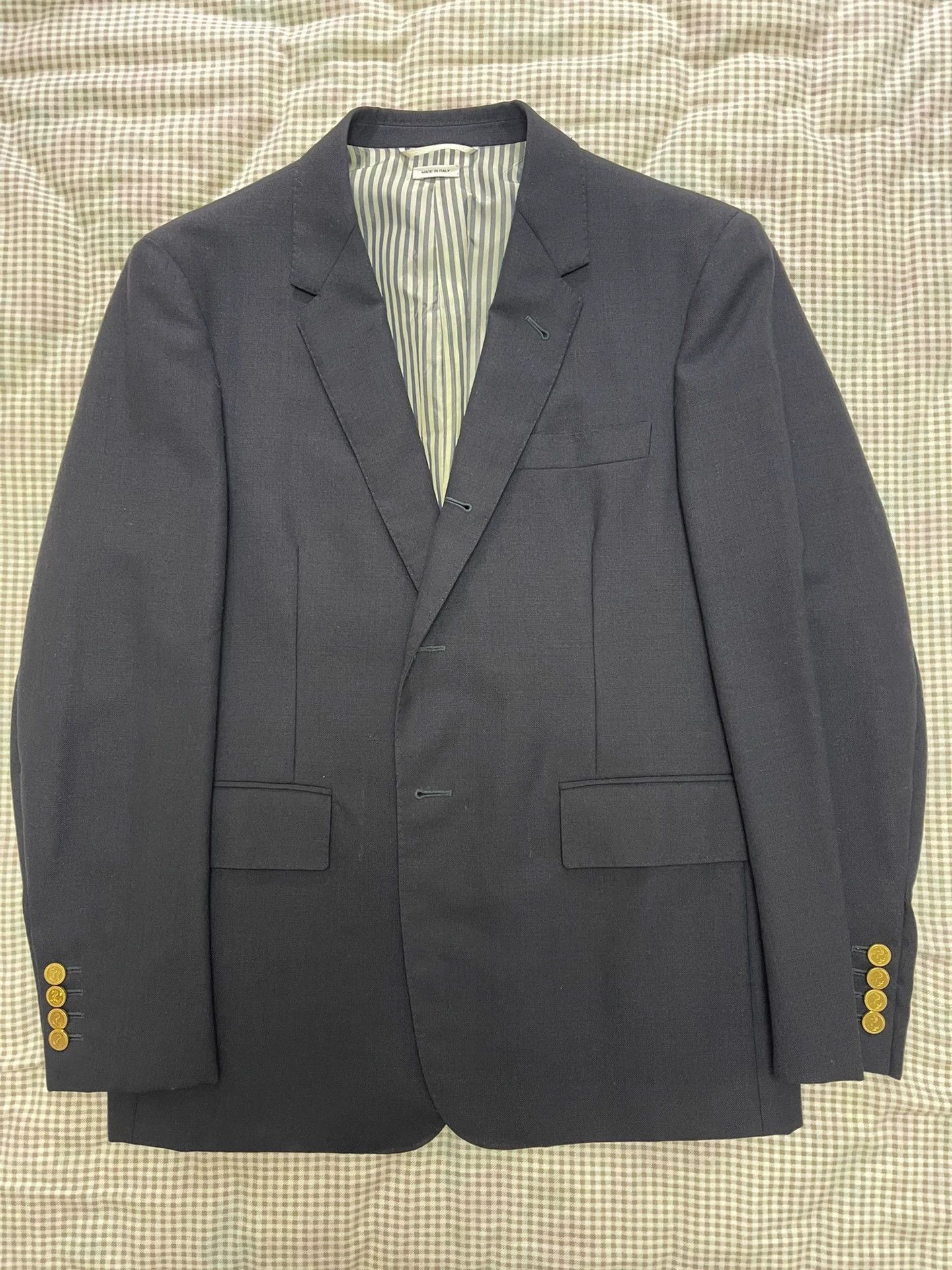 Thom Browne Thom Browne Navy Blue Wool Suit Men's 54 Custom Size 54R - 1 Thumbnail