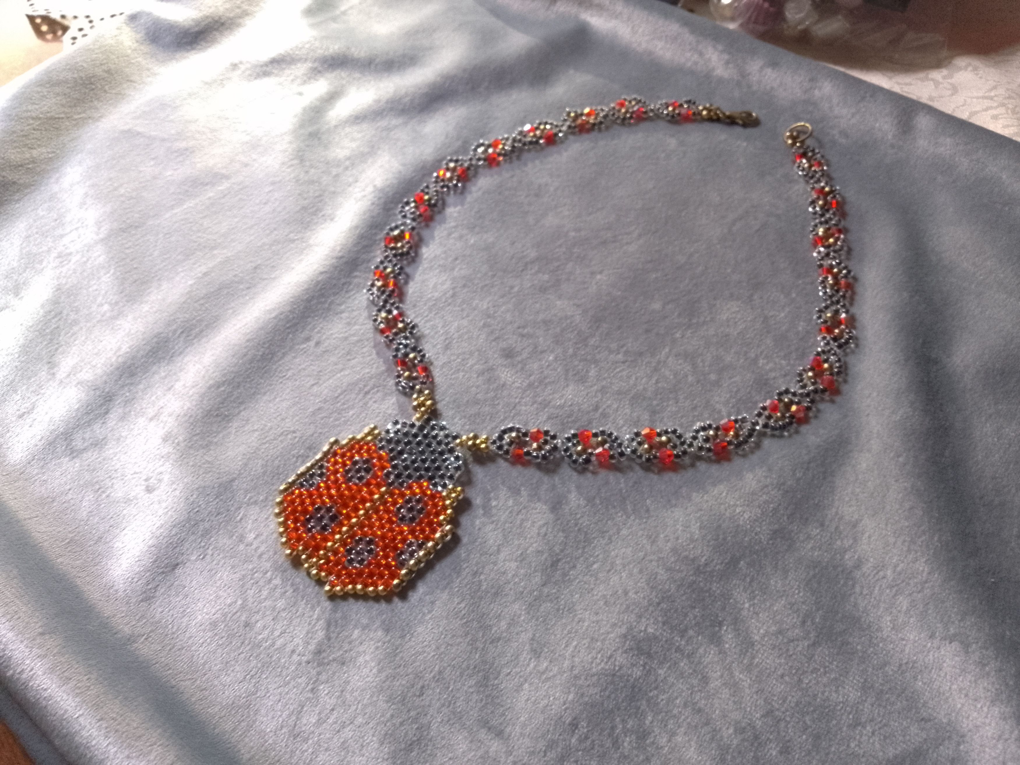 Handmade Necklace Beaded Pendant Ladybug Elegant Boho Unique Size ONE SIZE - 8 Thumbnail