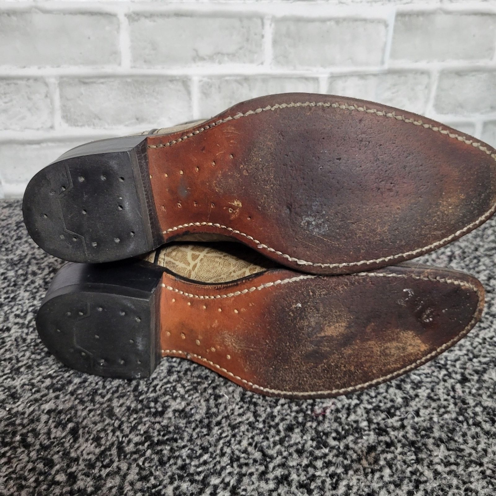 Vintage Double H Wingtip Tan & Brown Cowboy Boots, size 9D Size US 9 / EU 42 - 9 Thumbnail
