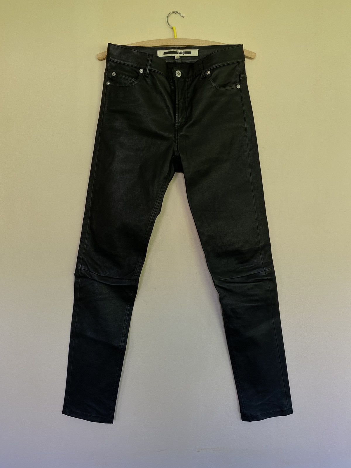 Alexander McQueen MCQ McQueen 00s Leather Pants Black IT42 Y2K Size 28" / US 6 / IT 42 - 1 Thumbnail