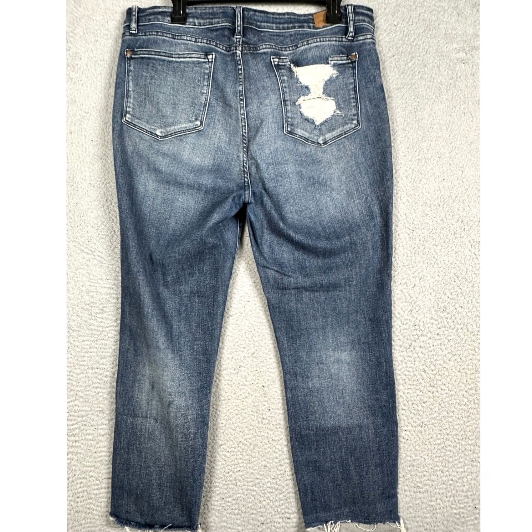 Vintage Judy Blue Jeans Womens Jeans Ankle Distressed Raw Hem Relaxed Stretch High Rise 15-32 Blue Size 36" / US 14 / IT 50 - 2 Thumbnail