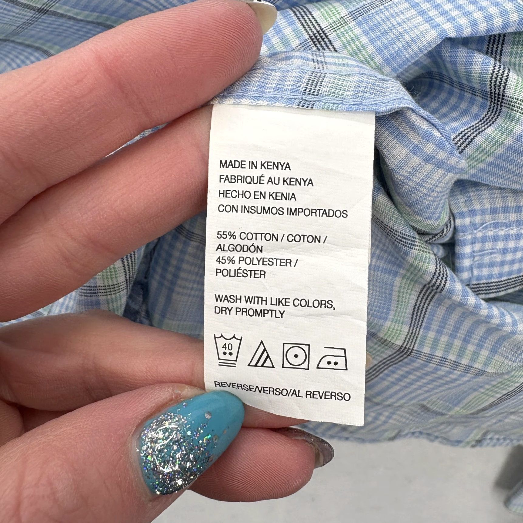 Van Heusen Van Heusen Shirt XL Blue Plaid Slim Long Sleeve Easy Care NWT Never Tuck Button-Up Mens Size US XL / EU 56 / 4 - 7 Thumbnail