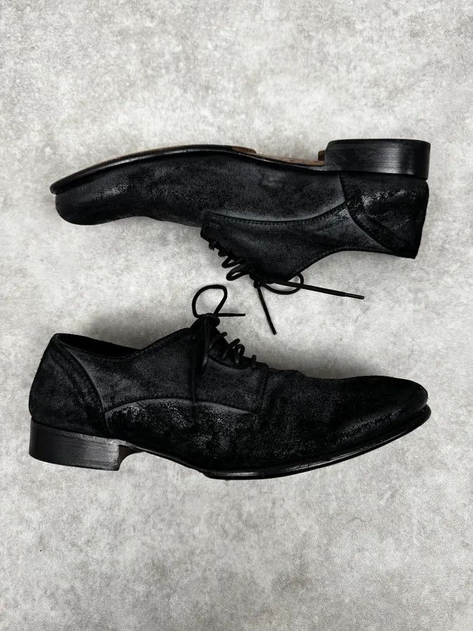 Dolce & Gabbana 2000s Dolce & Gabbana Grey & Black Wrinkled Effect Leather Low Boots Size US 8 / EU 41 - 2 Thumbnail