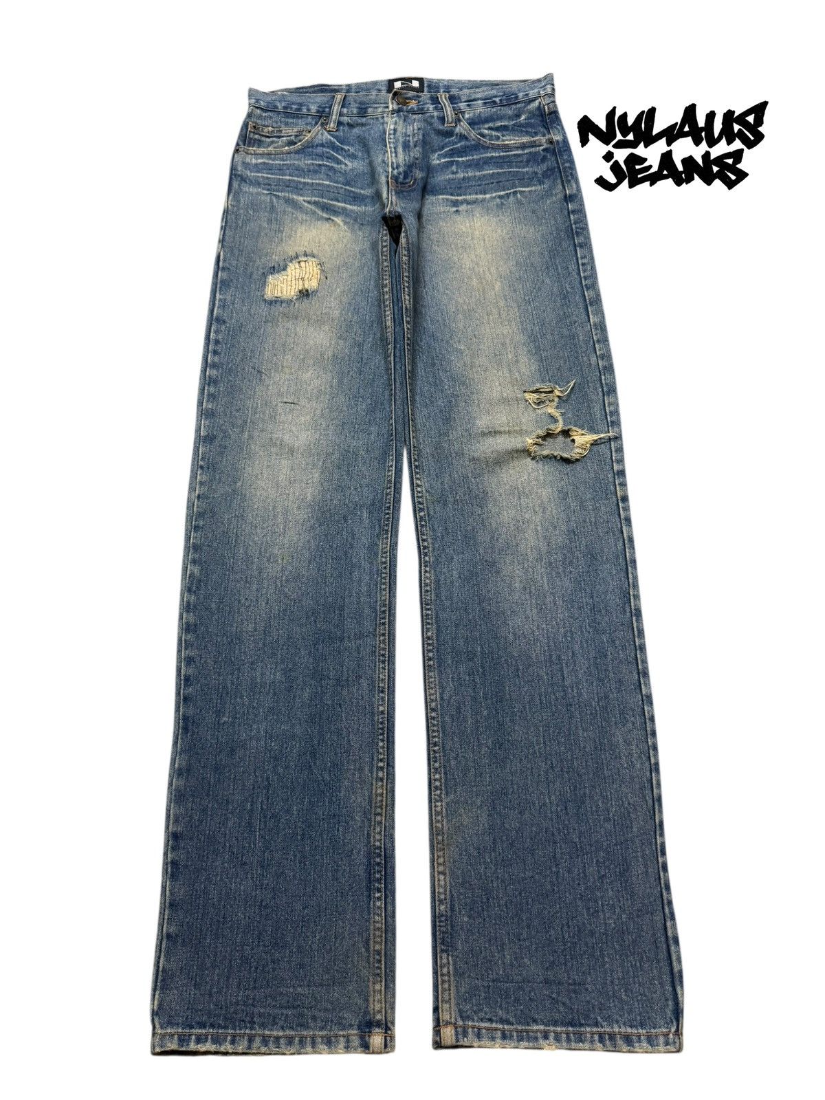Hysteric Glamour Vintage 90s Japan Nylaus Faded Wash Distress Straight Loose Size US 32 / EU 48 - 1 Thumbnail