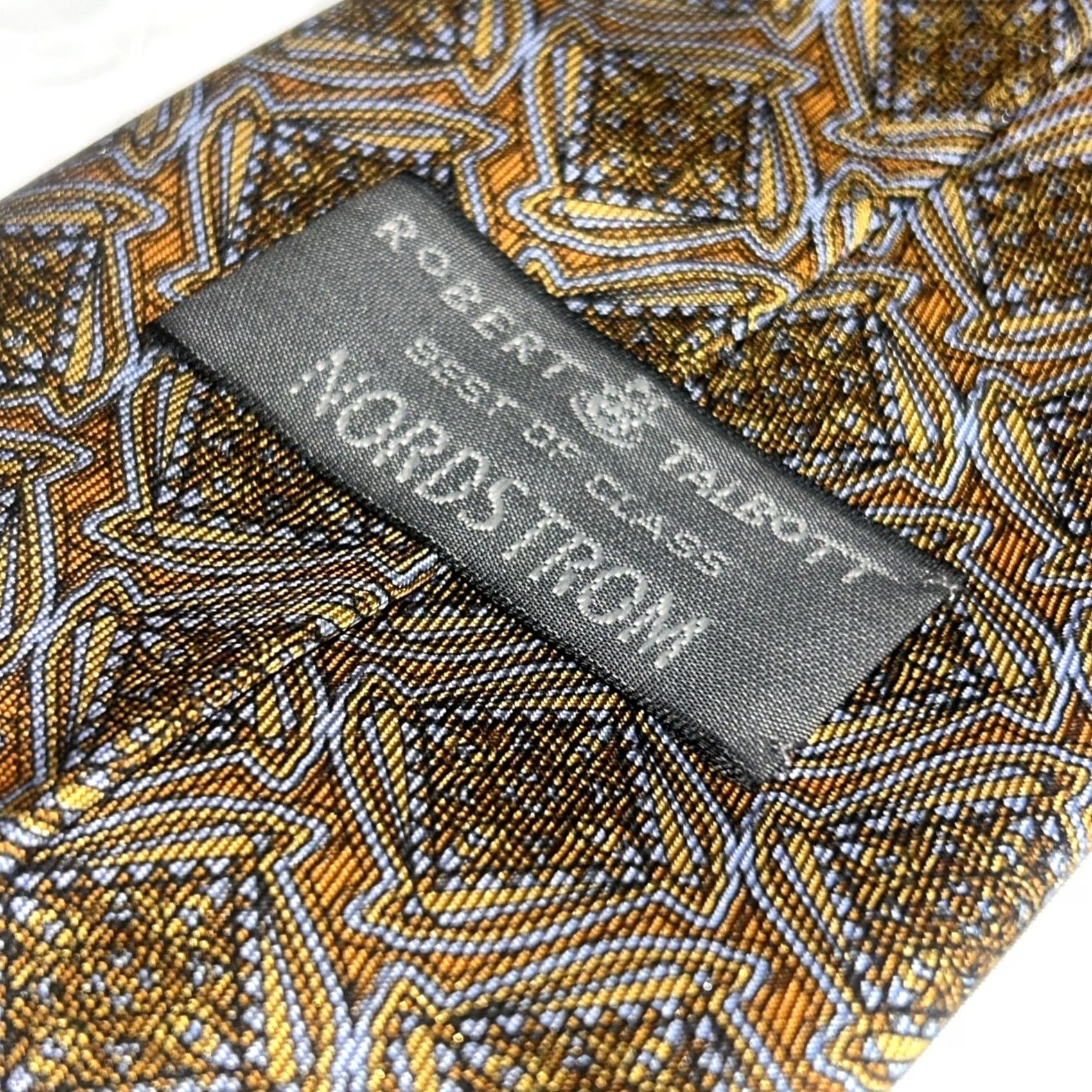 Robert Talbott Robert Talbott Tie Geometric Designer Silk Wide Gold Mens 56 1/2" x 4" Short Vintage No Size ONE SIZE - 6 Thumbnail