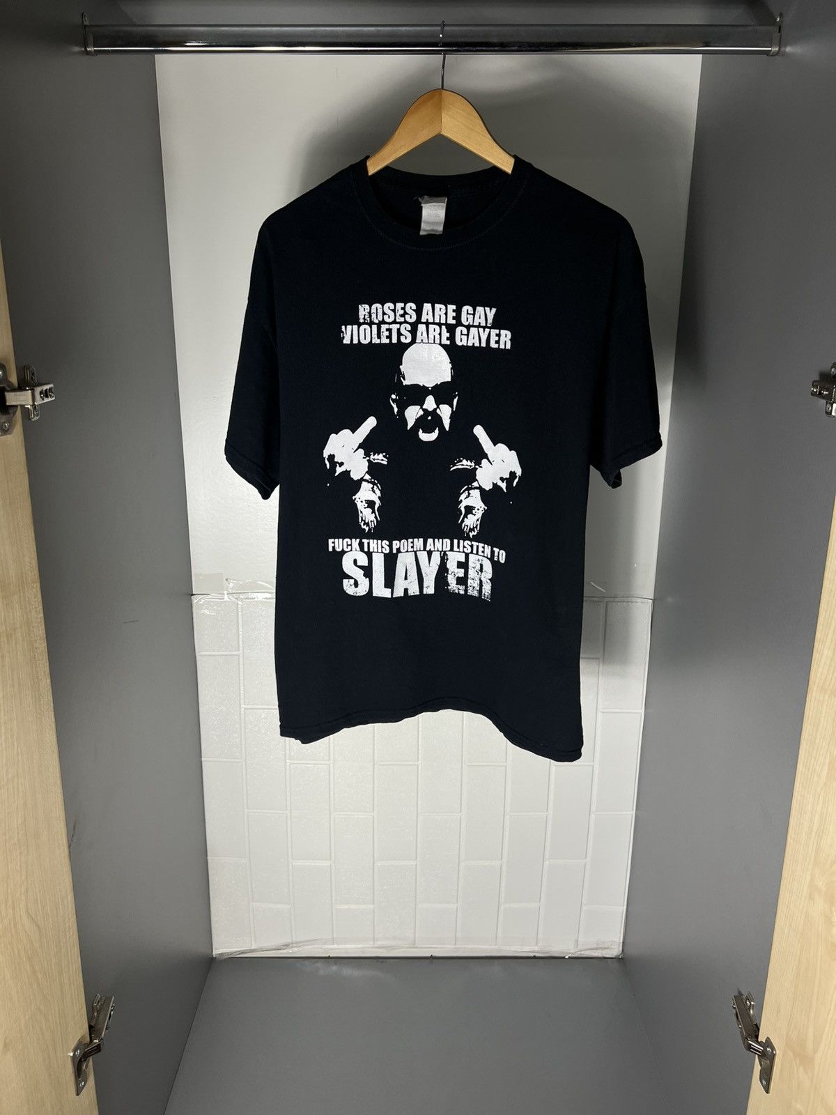Band Tees VINTAGE SLAYER HUMOR ROCK T-SHIRT METAL PUNK RETRO Y2K 90s Size US L / EU 52-54 / 3 - 1 Thumbnail