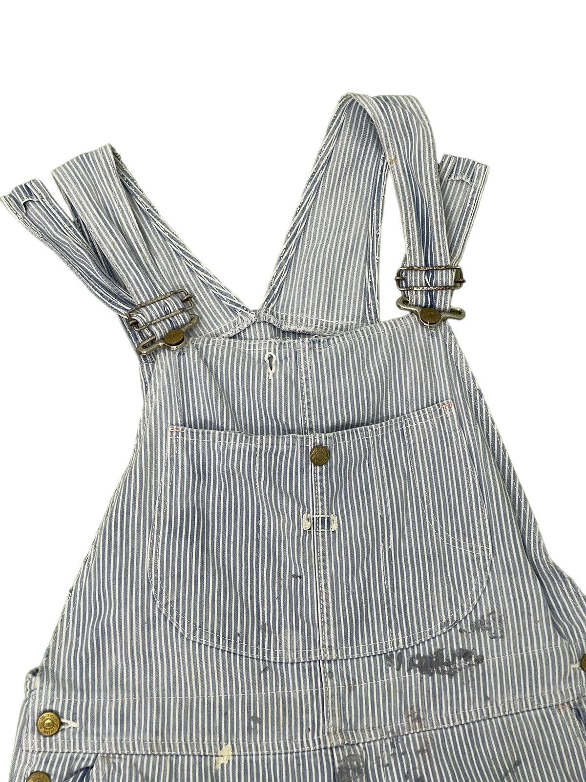 Edwin Hickory Overalls Vtg 90s Edwin Japan Paint Splashed 7🟦3 Size US 35 - 9 Thumbnail