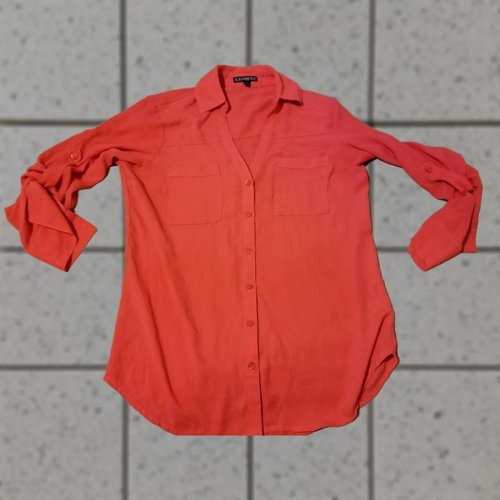 Express Express Dress Shirt Womens XS Red Button Blouse Size XS / US 0-2 / IT 36-38 - 1 Thumbnail