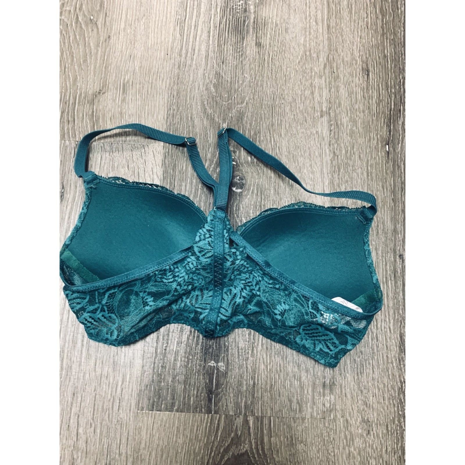 Vintage Auden Green Push Up Demi Coverage Racerback Front Close Bra Women’s 32A Lined Underwire Lace Shirt? Size ONE SIZE - 2 Thumbnail