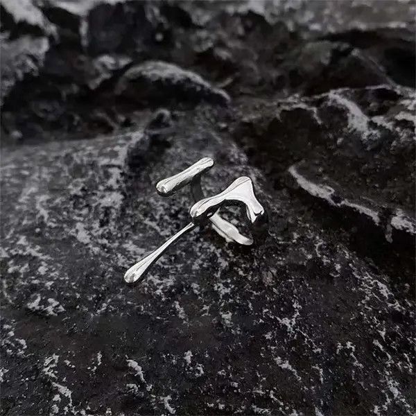 VIBE Abstract Ring Slime Silver Modern Punk Art Psychedelic Size ONE SIZE - 2 Thumbnail