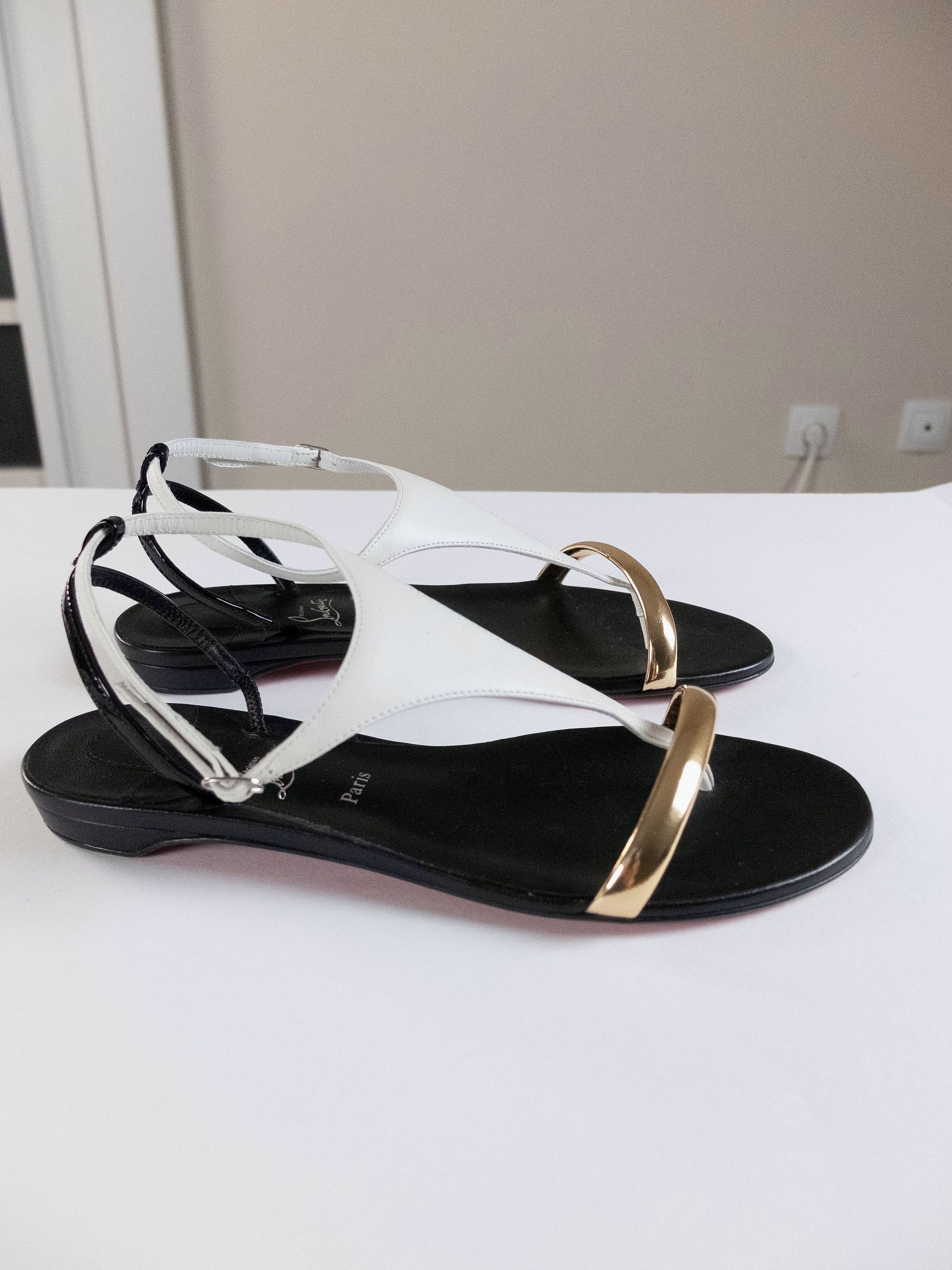 Christian Louboutin CHRISTIAN LOUBOUTIN Athinita black & white leather sandals Size US 8.5 / IT 38.5 - 7 Thumbnail