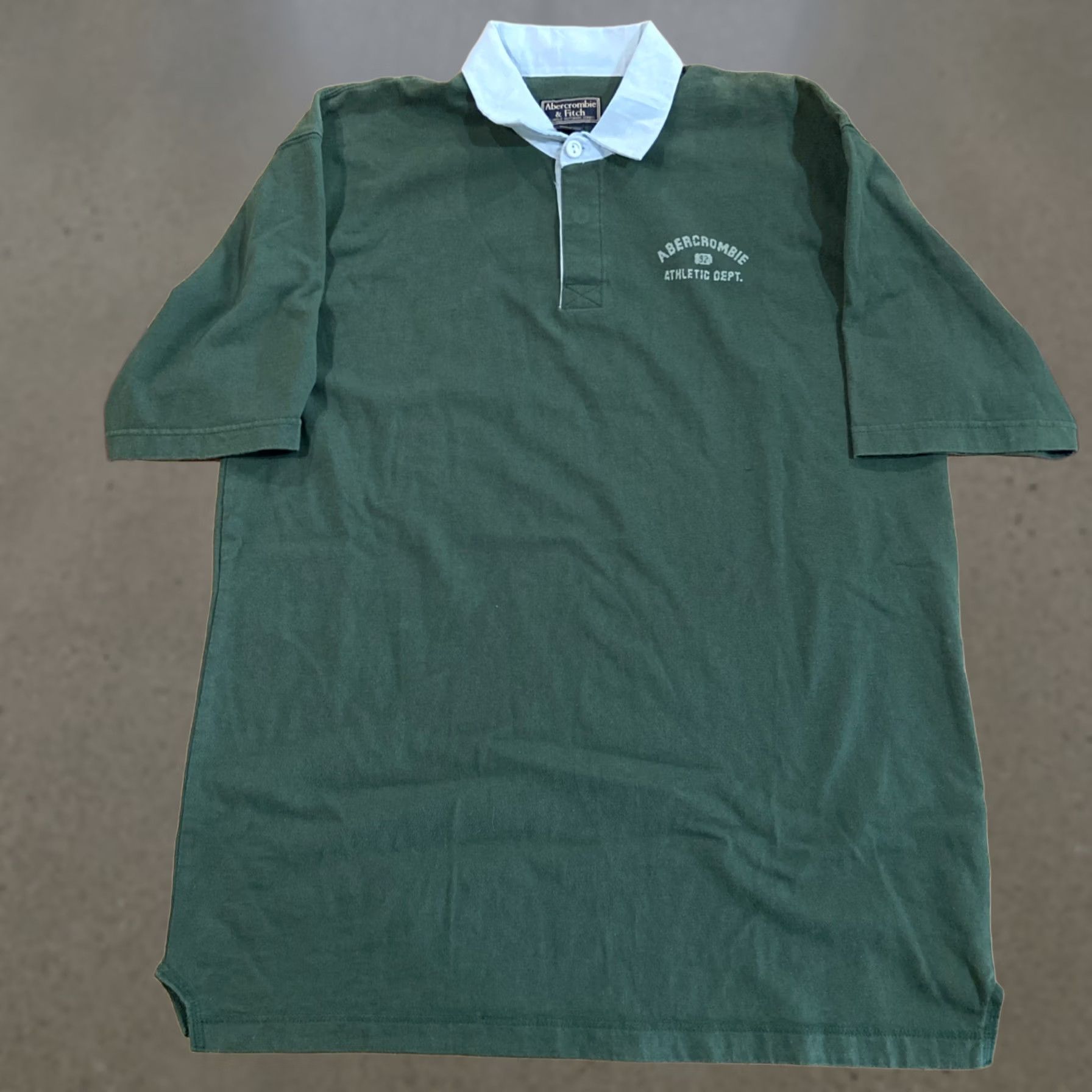 Abercrombie & Fitch Abercrombie & Fitch Polo Shirt Mens L Green Contrast Collar Striped 100% Cotton Golf Casual Size US L / EU 52-54 / 3 - 1 Thumbnail
