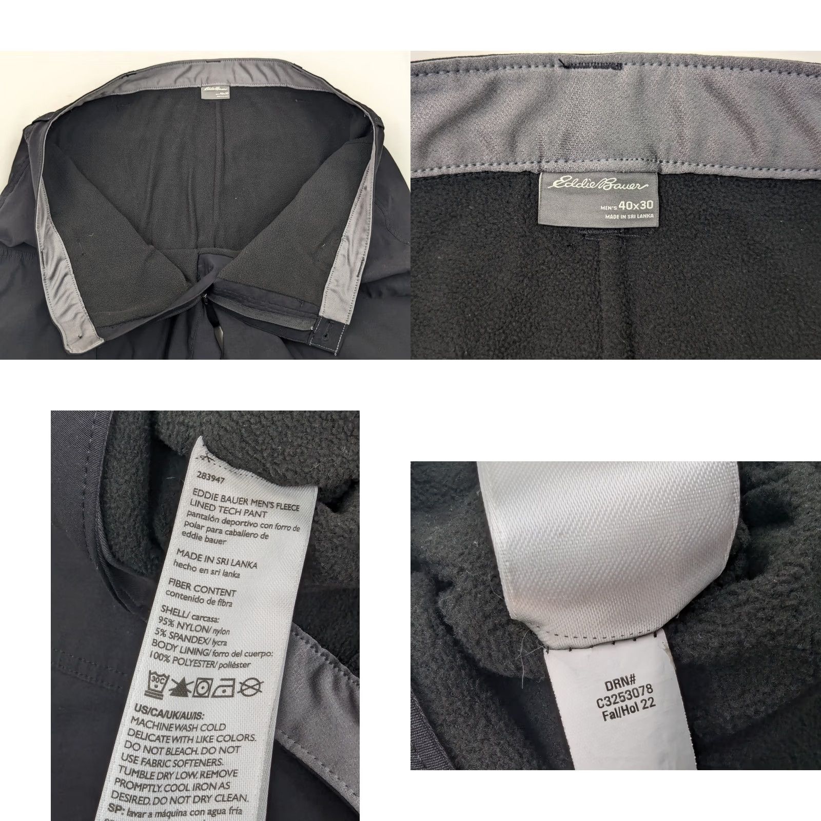 Eddie Bauer Eddie Bauer Men Cargo Pants Fleece Lined Tech 40x30 Black Cargo Pocket Nylon Spandex Zip Button Regular Straight 0502 Size US 40 / EU 56 - 8 Thumbnail