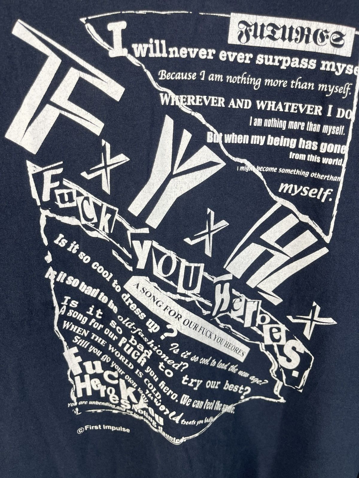 Vintage Vintage 90's First Impulse F Y H Punk Shirt Sun Faded Tee Size US L / EU 52-54 / 3 - 5 Thumbnail