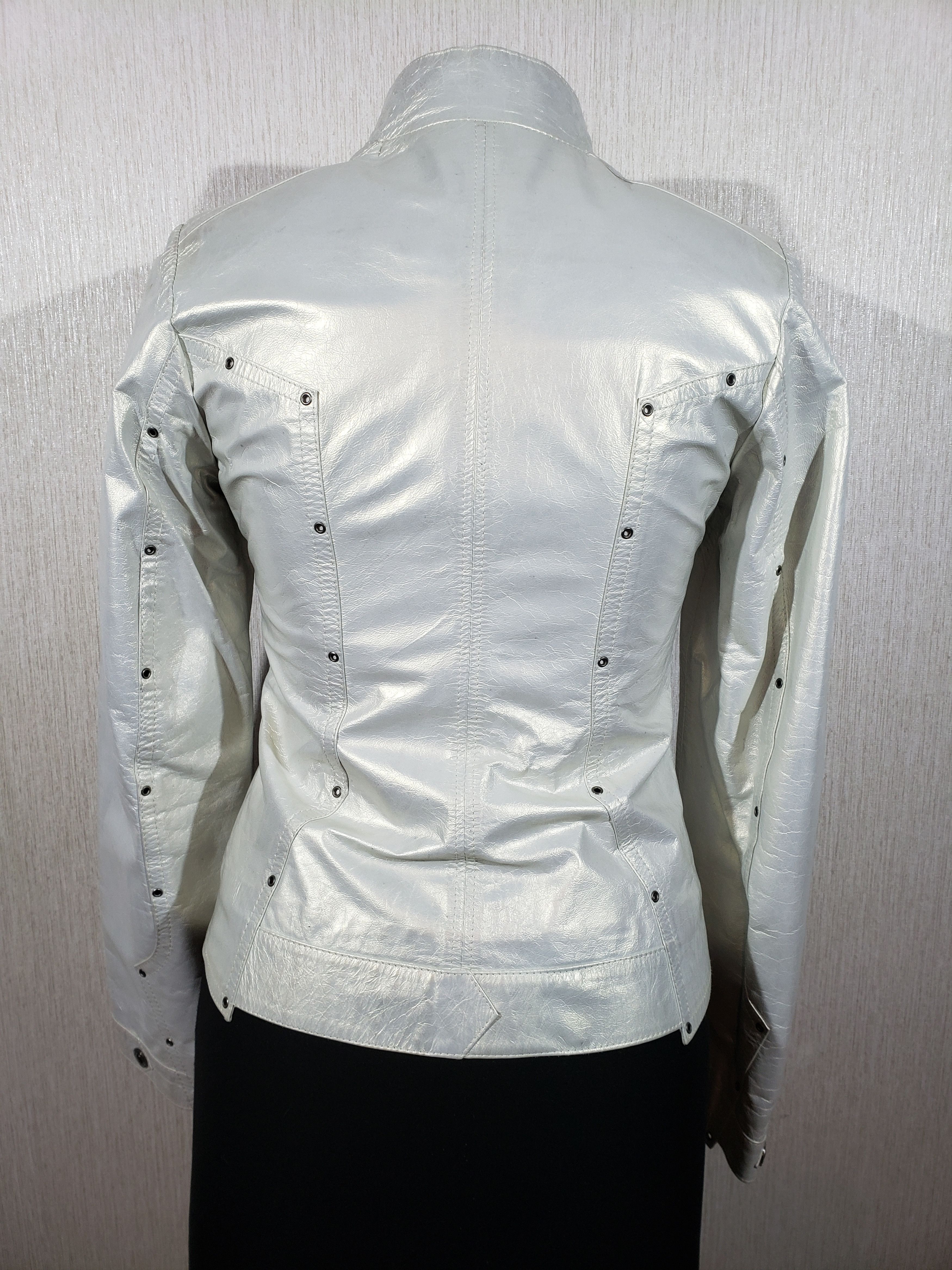 Other Stylish women's silver leather jacket. Size M / US 6-8 / IT 42-44 - 4 Thumbnail