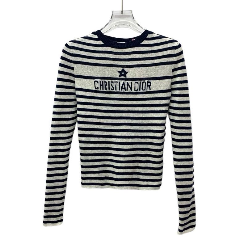 Dior Dior Color-blocked striped logo letter inlaid linen round-n Size XXS / US 00 / IT 34 - 1 Thumbnail