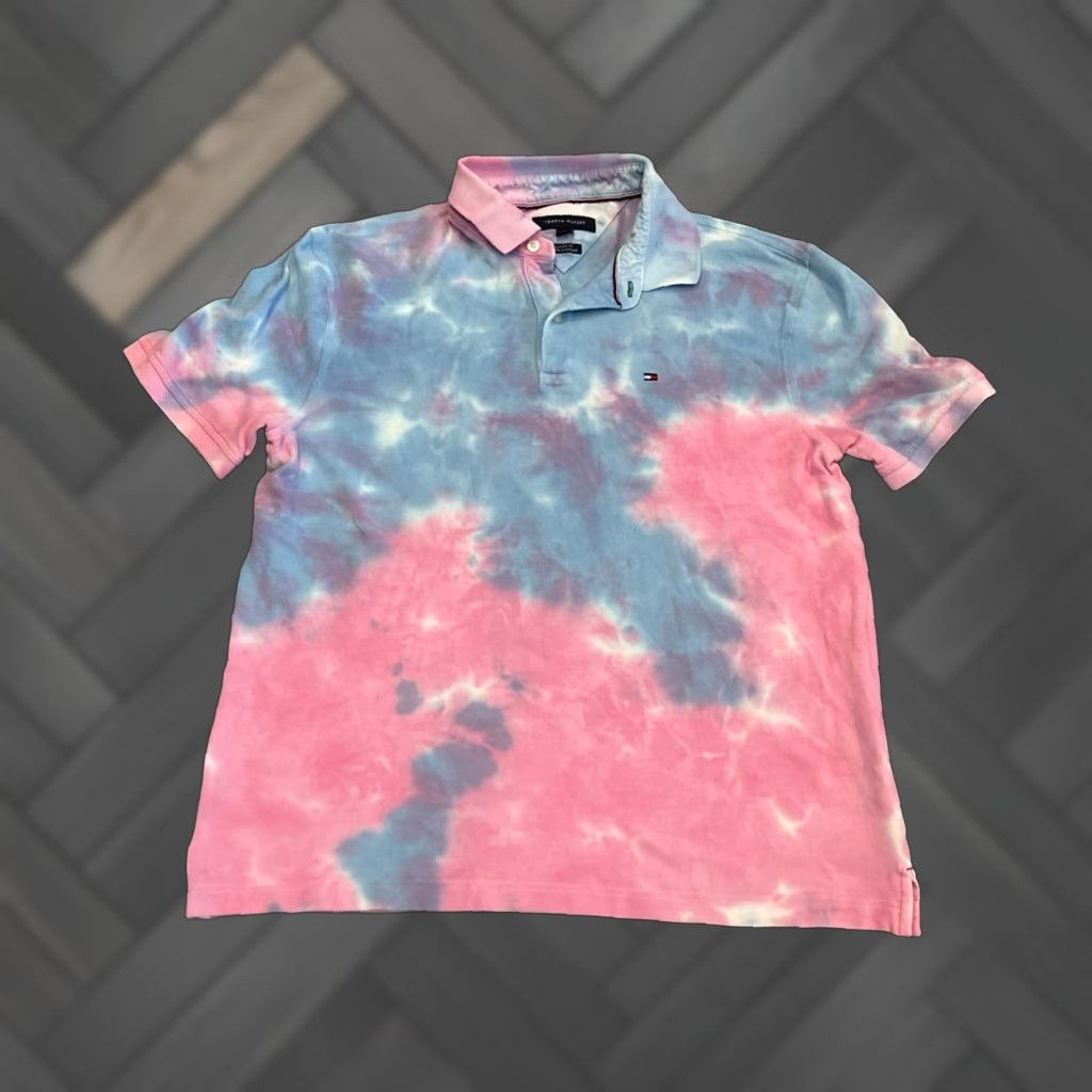 Tommy Hilfiger Tommy Hilfiger Polo Shirt Men's Medium Classic Fit Tie Dye Short Sleeve Preppy Shirt Polo Size US M / EU 48-50 / 2 - 1 Thumbnail