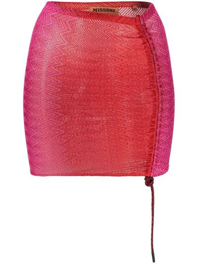 Missoni o1mle0425 Zig Zag Mini Skirt in Pink & Red Size 26" / US 2 / IT 38 - 1 Thumbnail